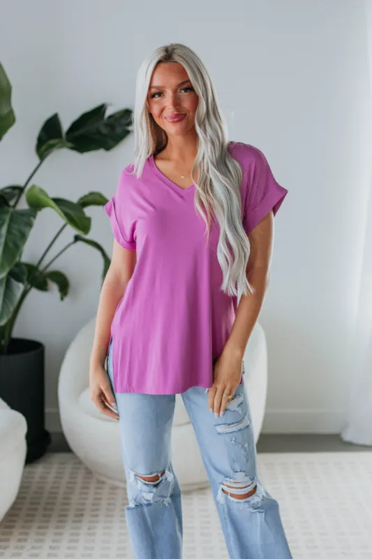 Jill Basic Tee - Orchid sold by Wild Oak Boutique