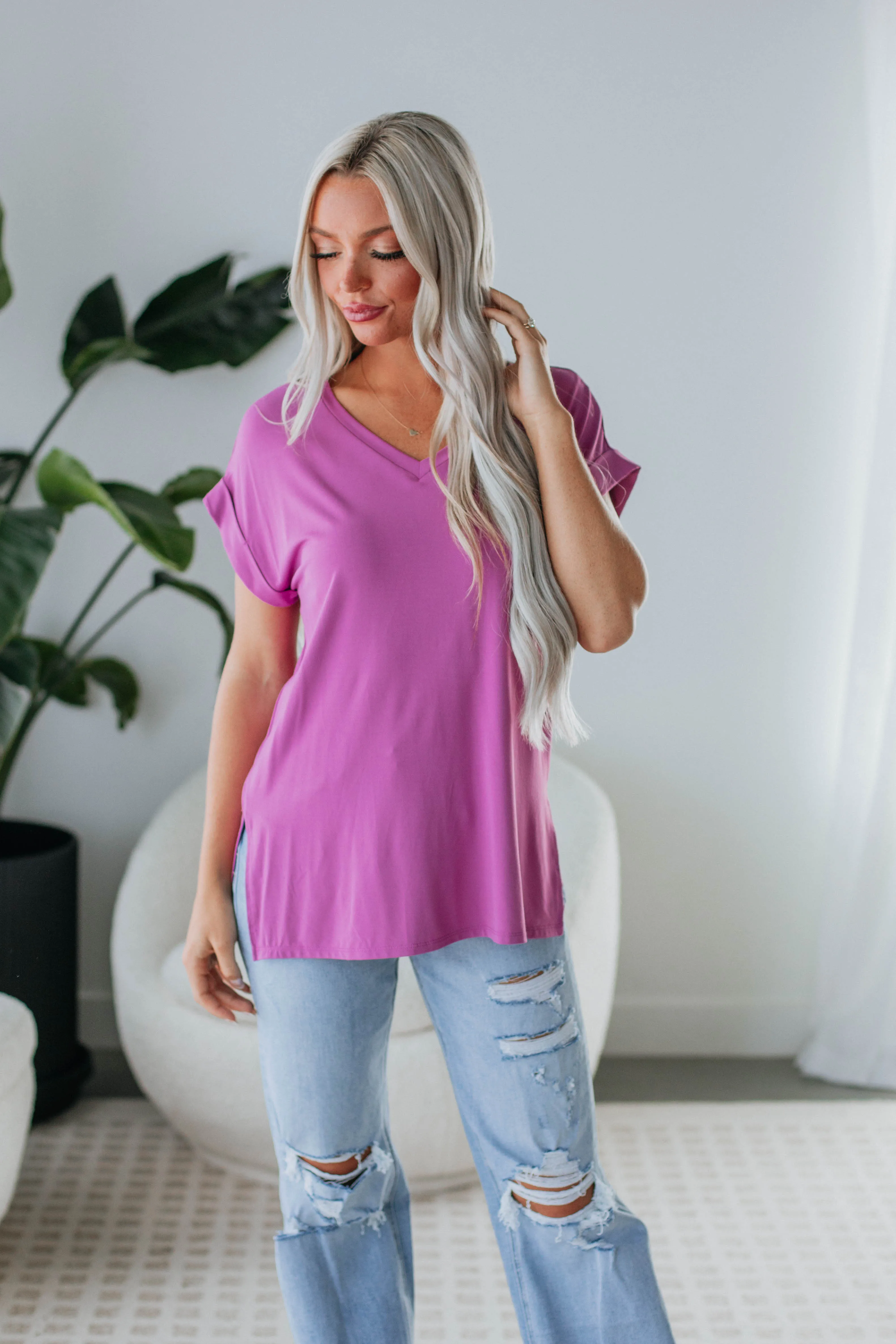 Jill Basic Tee - Orchid sold by Wild Oak Boutique product image thumbnail 5
