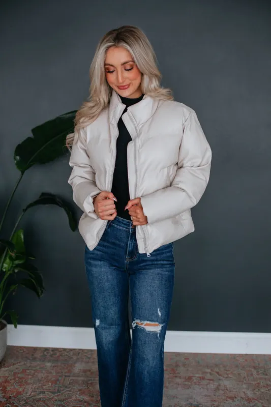 Kira Puffer Jacket - Ecru sold by Wild Oak Boutique