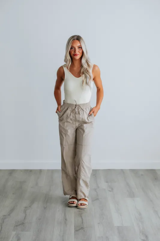 On The Go Pants - Taupe sold by Wild Oak Boutique