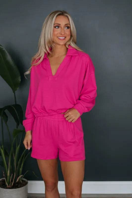 Lazy Days Pullover - Fuchsia sold by Wild Oak Boutique
