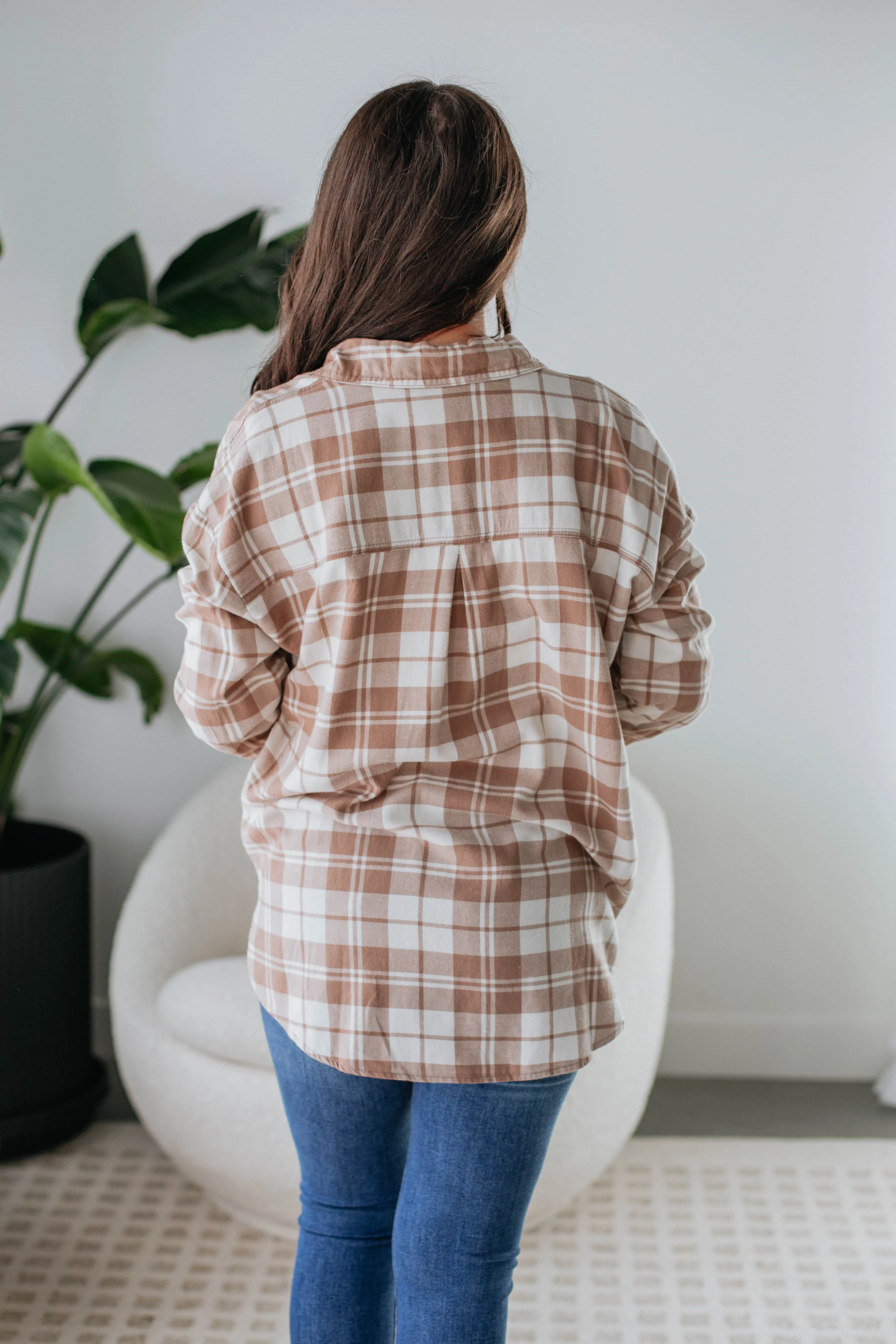 Tehlie Flannel Top - Mocha sold by Wild Oak Boutique product image thumbnail 5