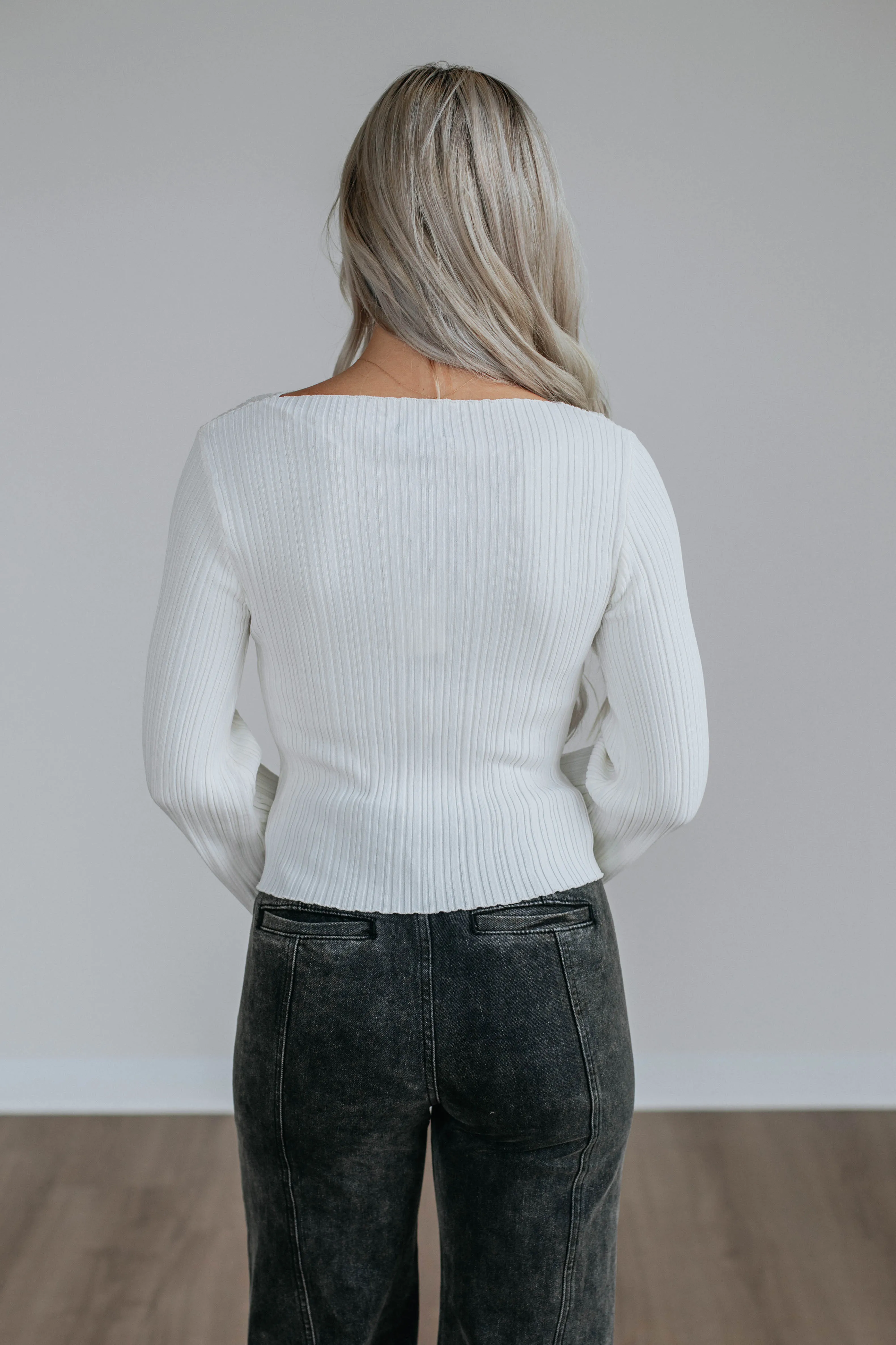 Jade Ribbed Top - Ivory sold by Wild Oak Boutique product image thumbnail 5