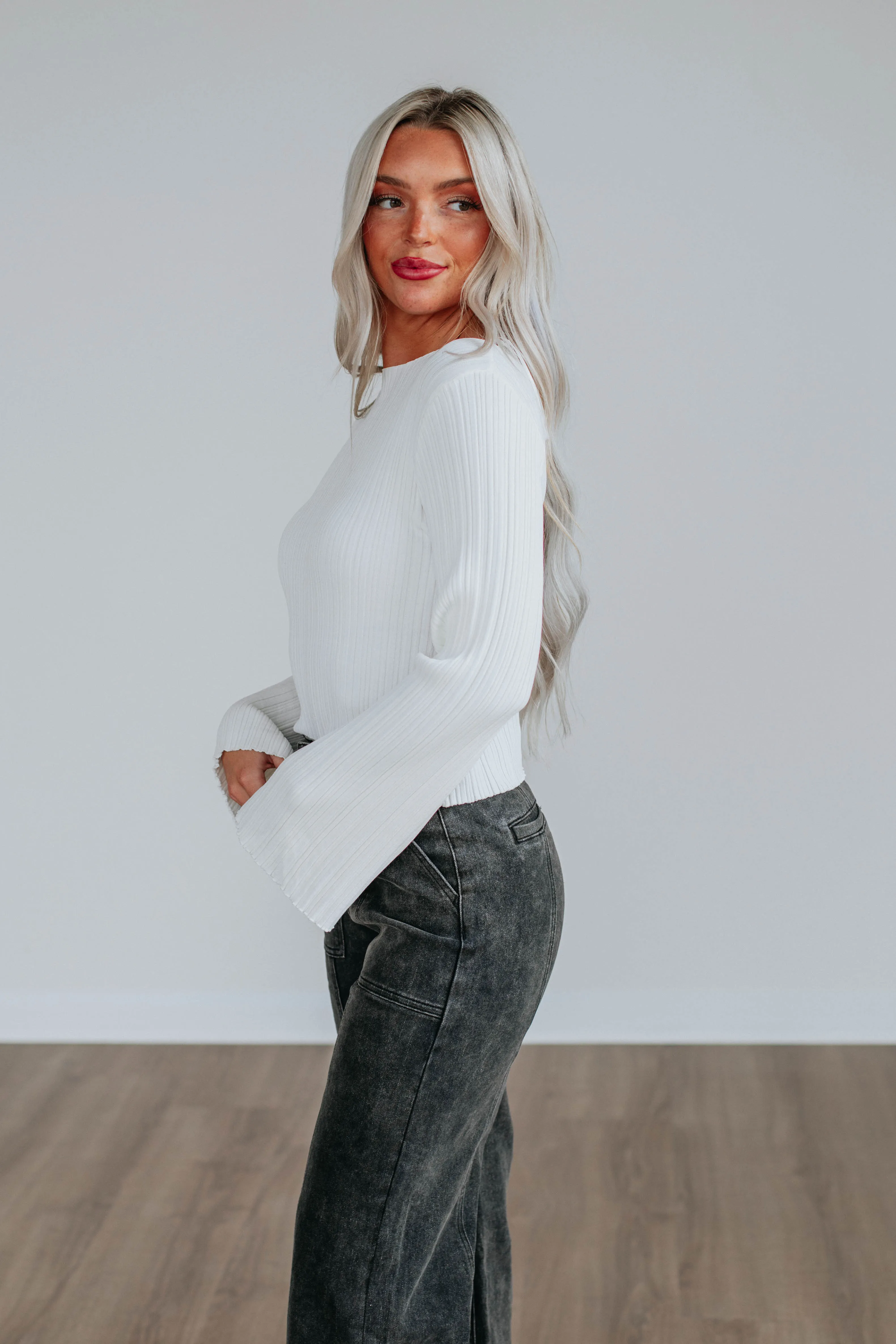 Jade Ribbed Top - Ivory sold by Wild Oak Boutique product image thumbnail 4