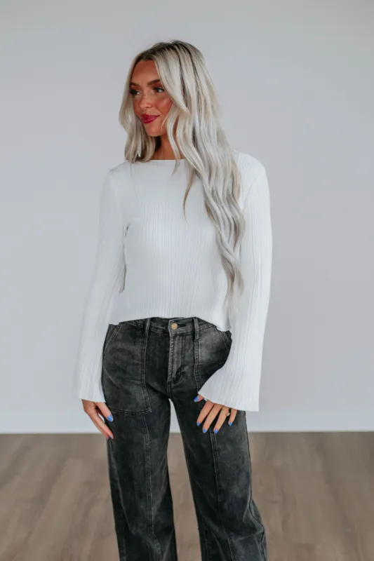 Jade Ribbed Top - Ivory sold by Wild Oak Boutique