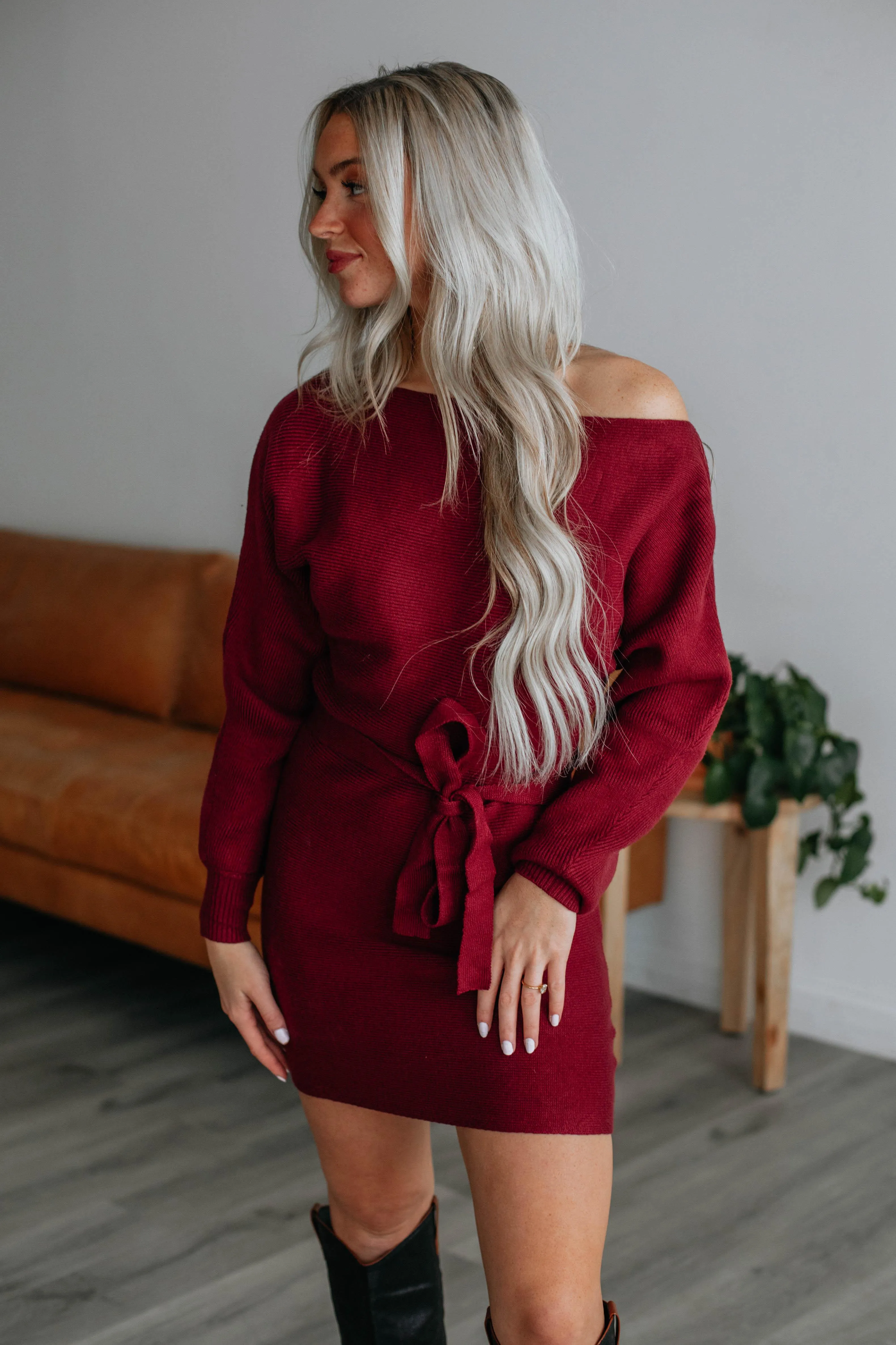 Alma Sweater Dress - Wine sold by Wild Oak Boutique product image thumbnail 4