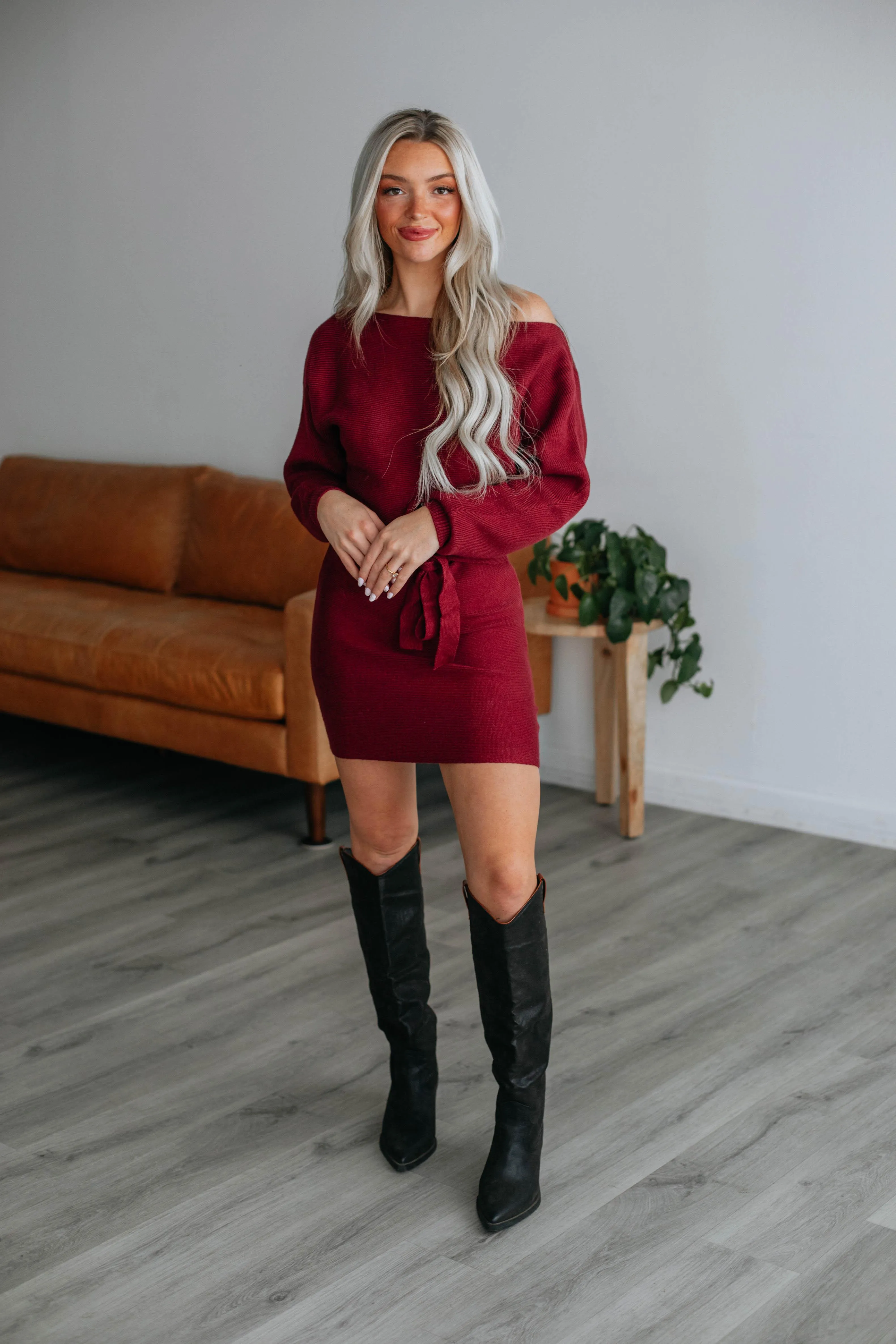 Alma Sweater Dress - Wine sold by Wild Oak Boutique product image thumbnail 3