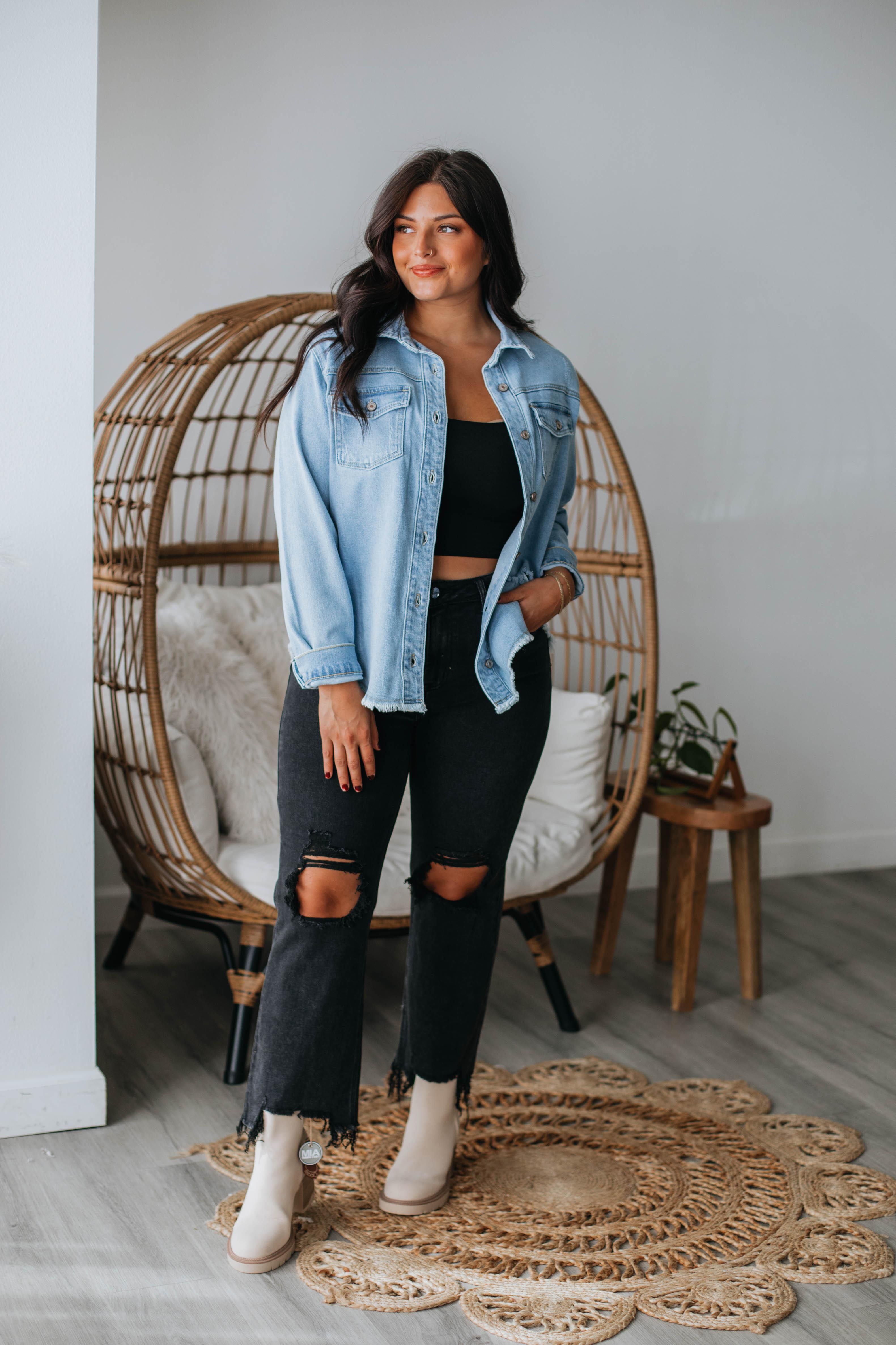 Callie KanCan Denim Shacket sold by Wild Oak Boutique product image thumbnail 4