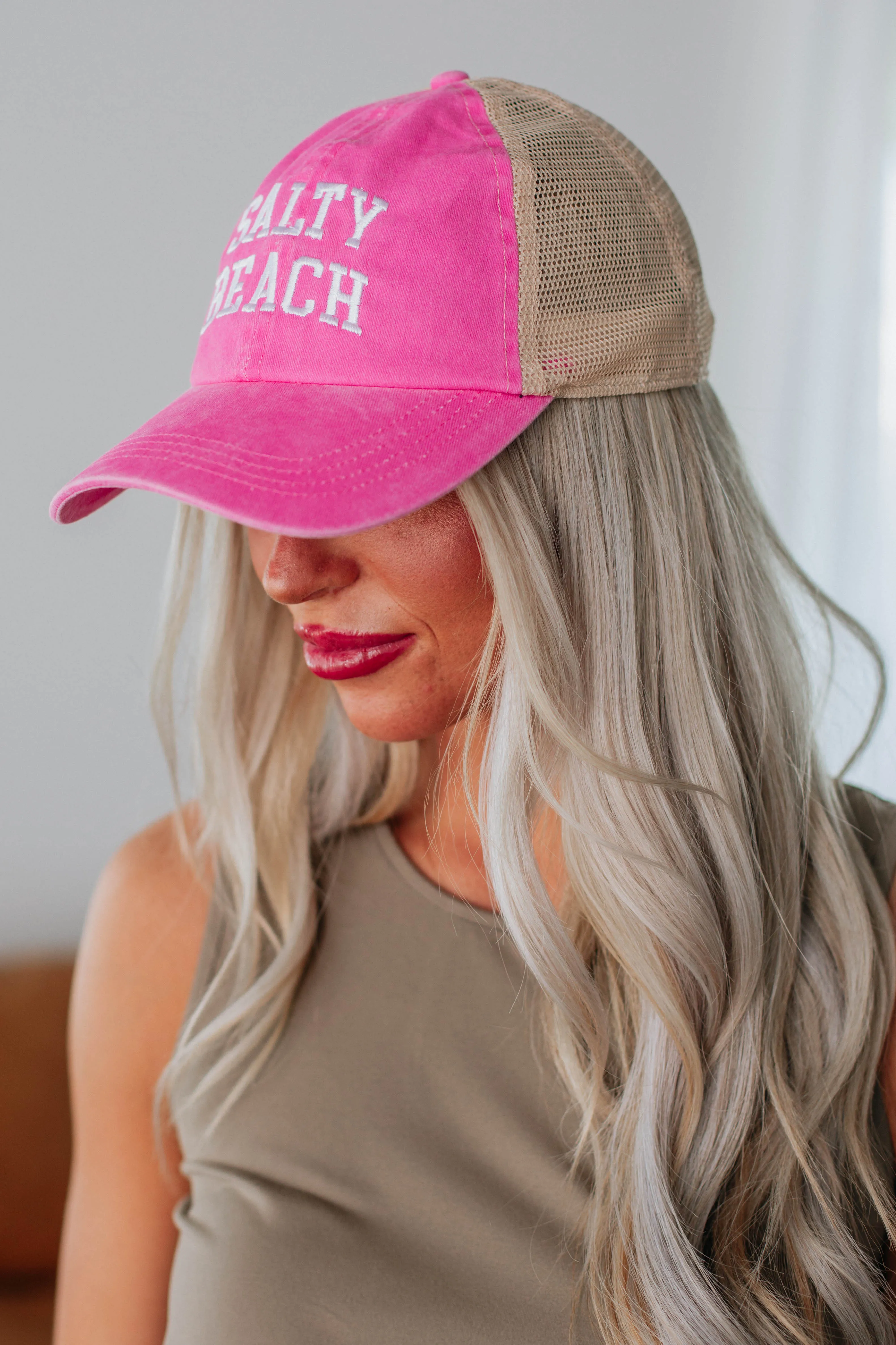 Salty Beach Baseball Cap - Hot Pink sold by Wild Oak Boutique product image thumbnail 3