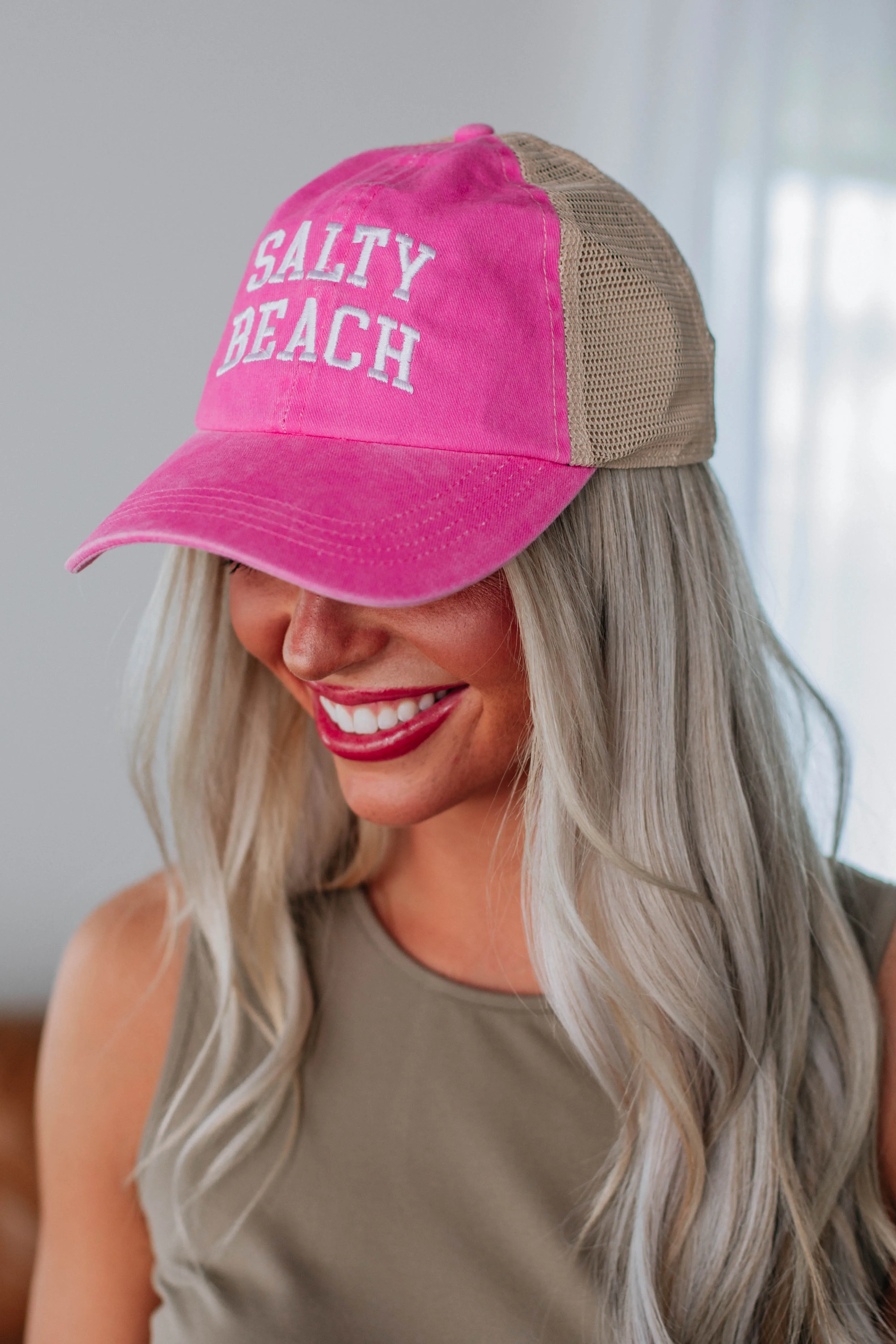 Salty Beach Baseball Cap - Hot Pink sold by Wild Oak Boutique