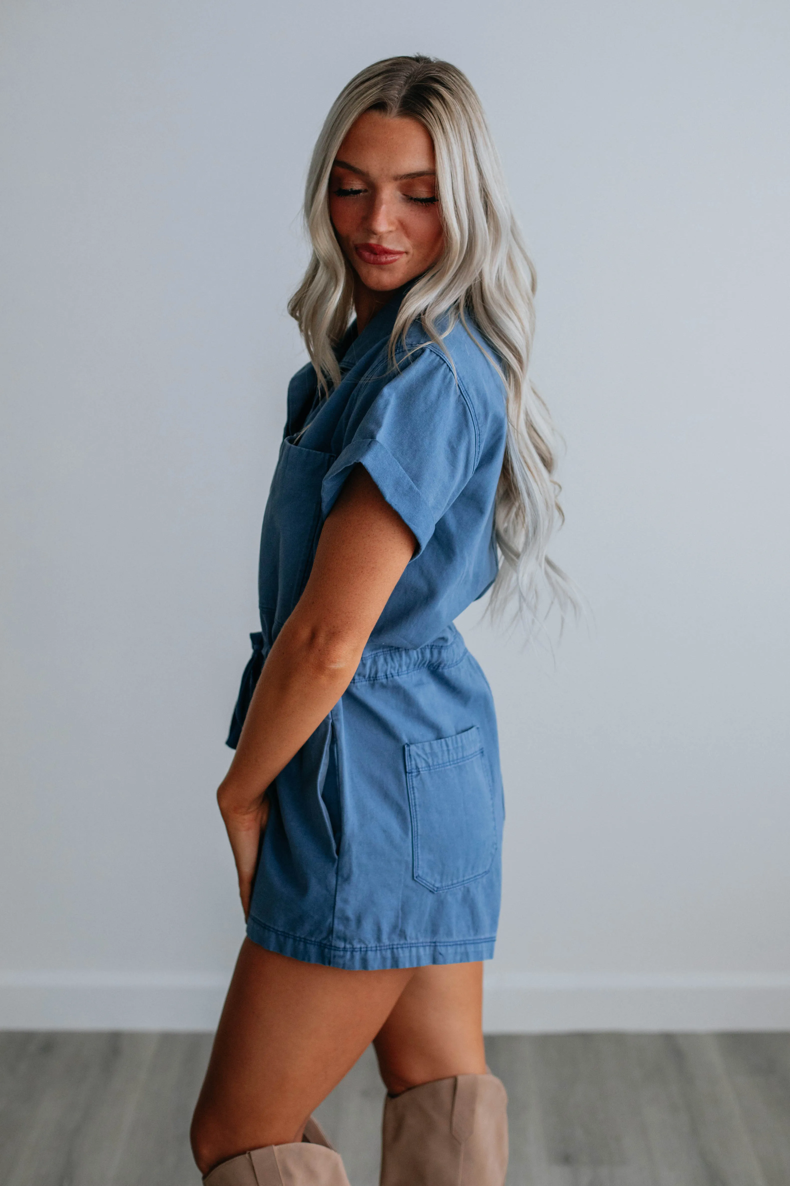 Gunnar Denim Romper sold by Wild Oak Boutique product image thumbnail 3