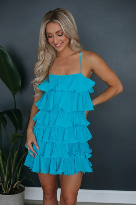 Dancing Queen Dress - Aqua sold by Wild Oak Boutique