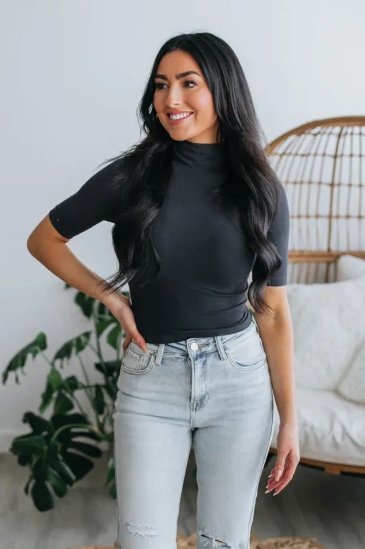 Octavia Mock Neck Top - Black sold by Wild Oak Boutique