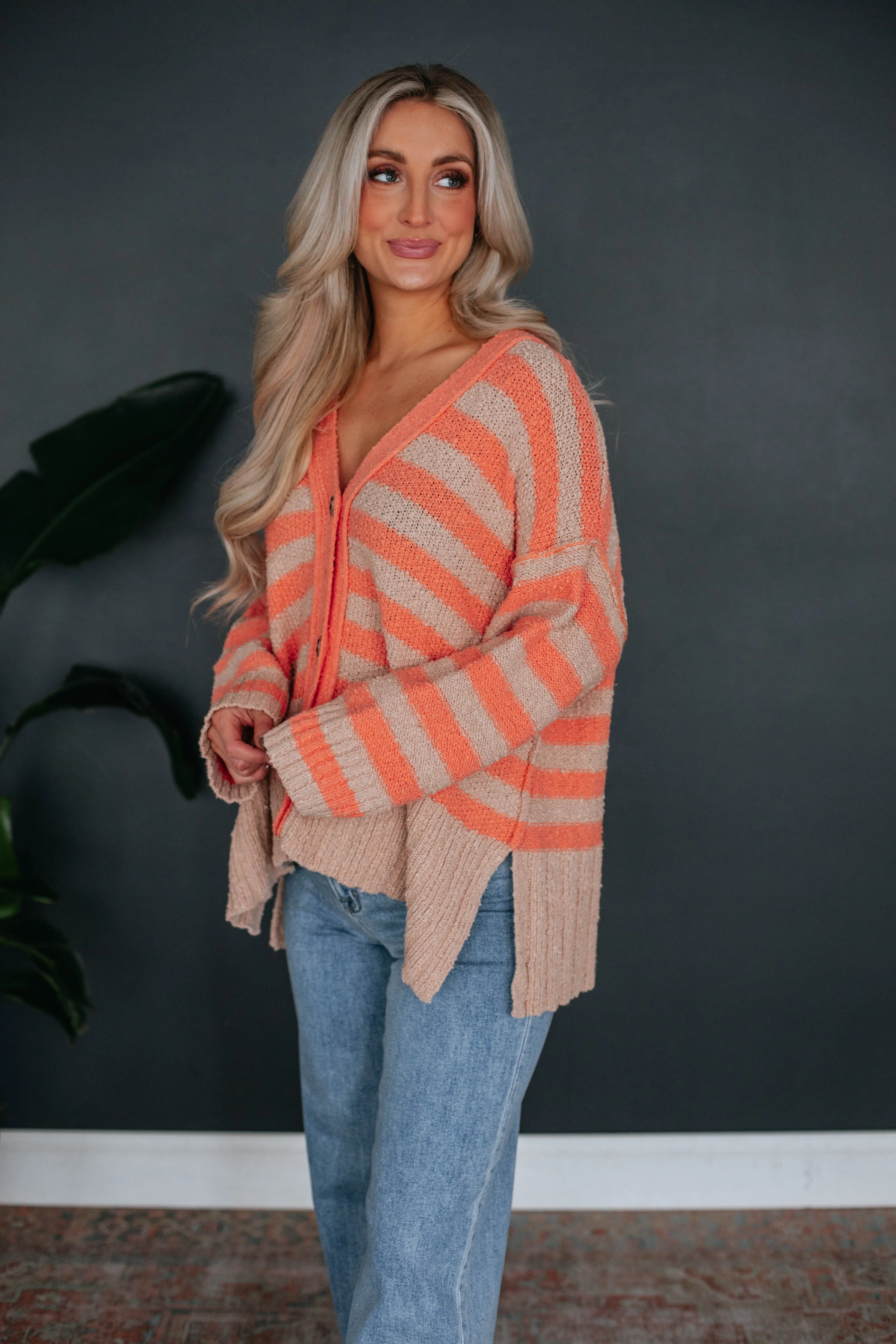 Moriah Striped Cardigan - Coral Mix sold by Wild Oak Boutique product image thumbnail 3