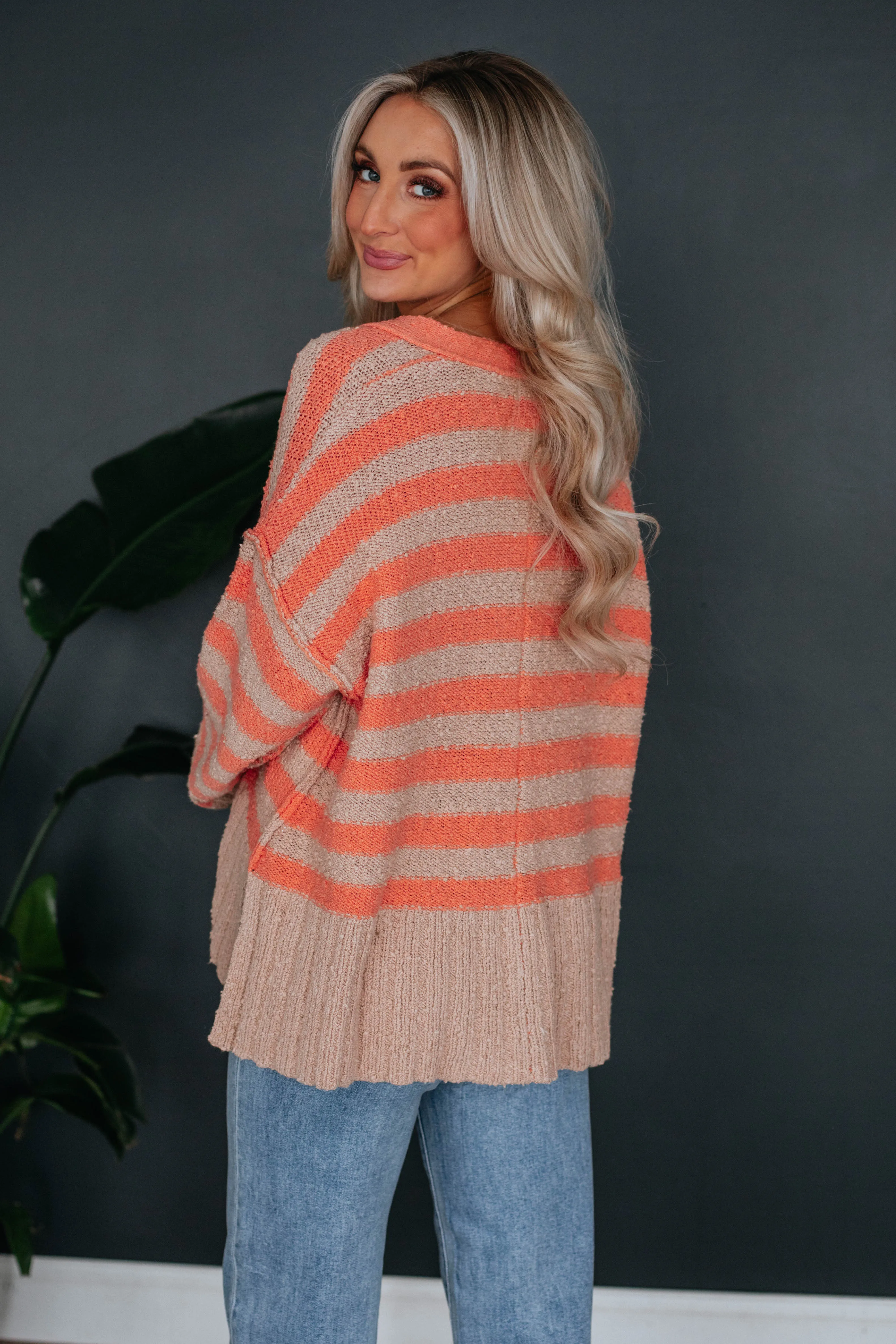 Moriah Striped Cardigan - Coral Mix sold by Wild Oak Boutique product image thumbnail 4