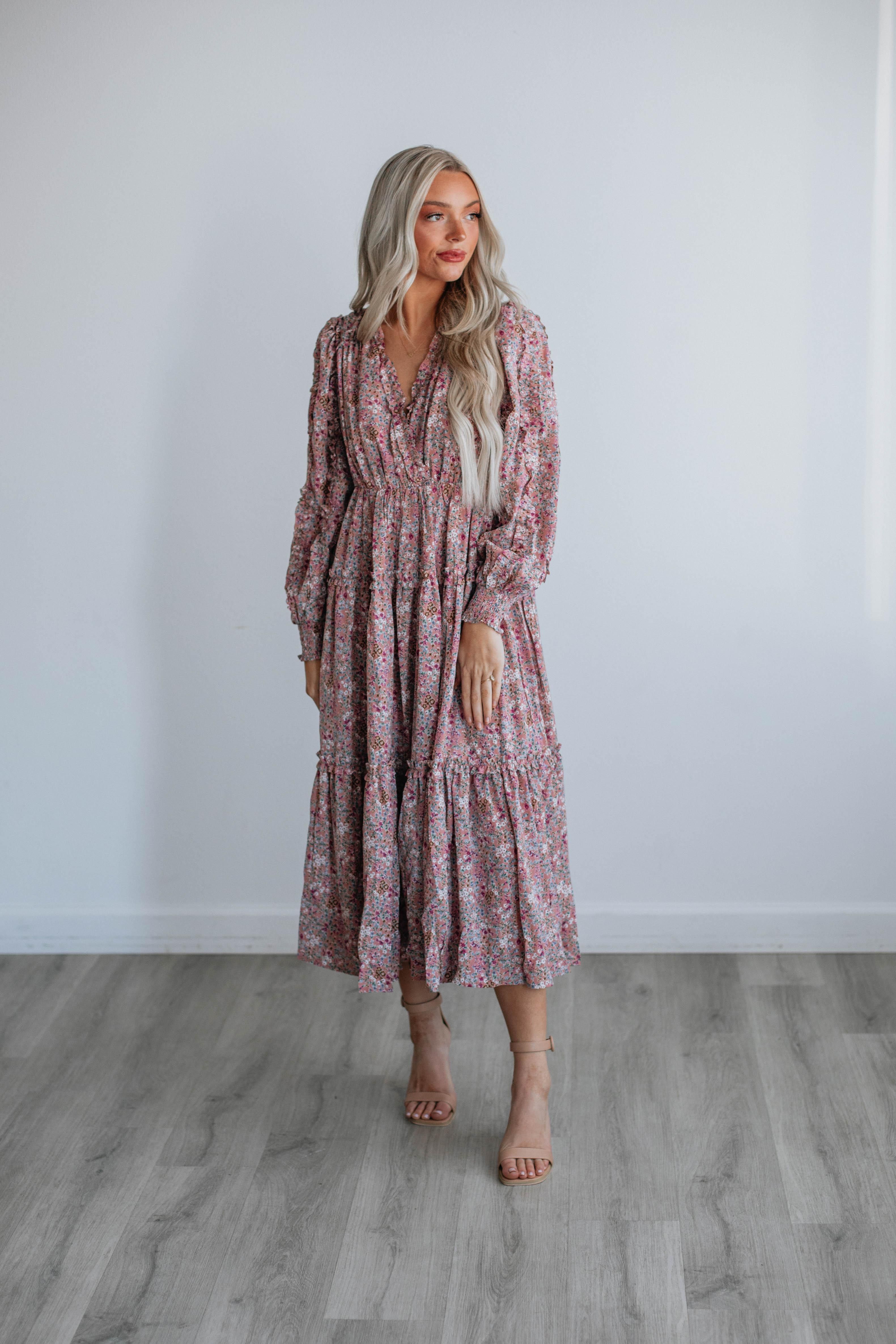 Adeline Floral Midi Dress sold by Wild Oak Boutique
