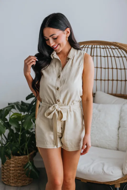 Natalia Romper - Natural sold by Wild Oak Boutique