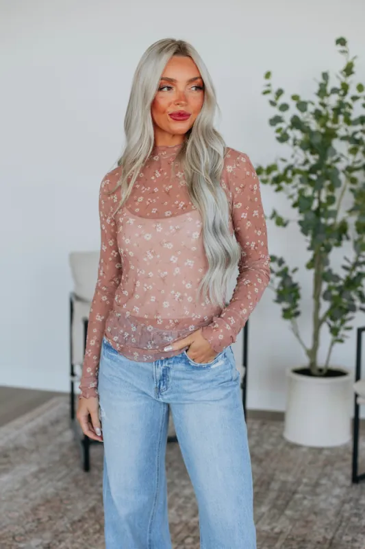 Katlyn Floral Mesh Top sold by Wild Oak Boutique