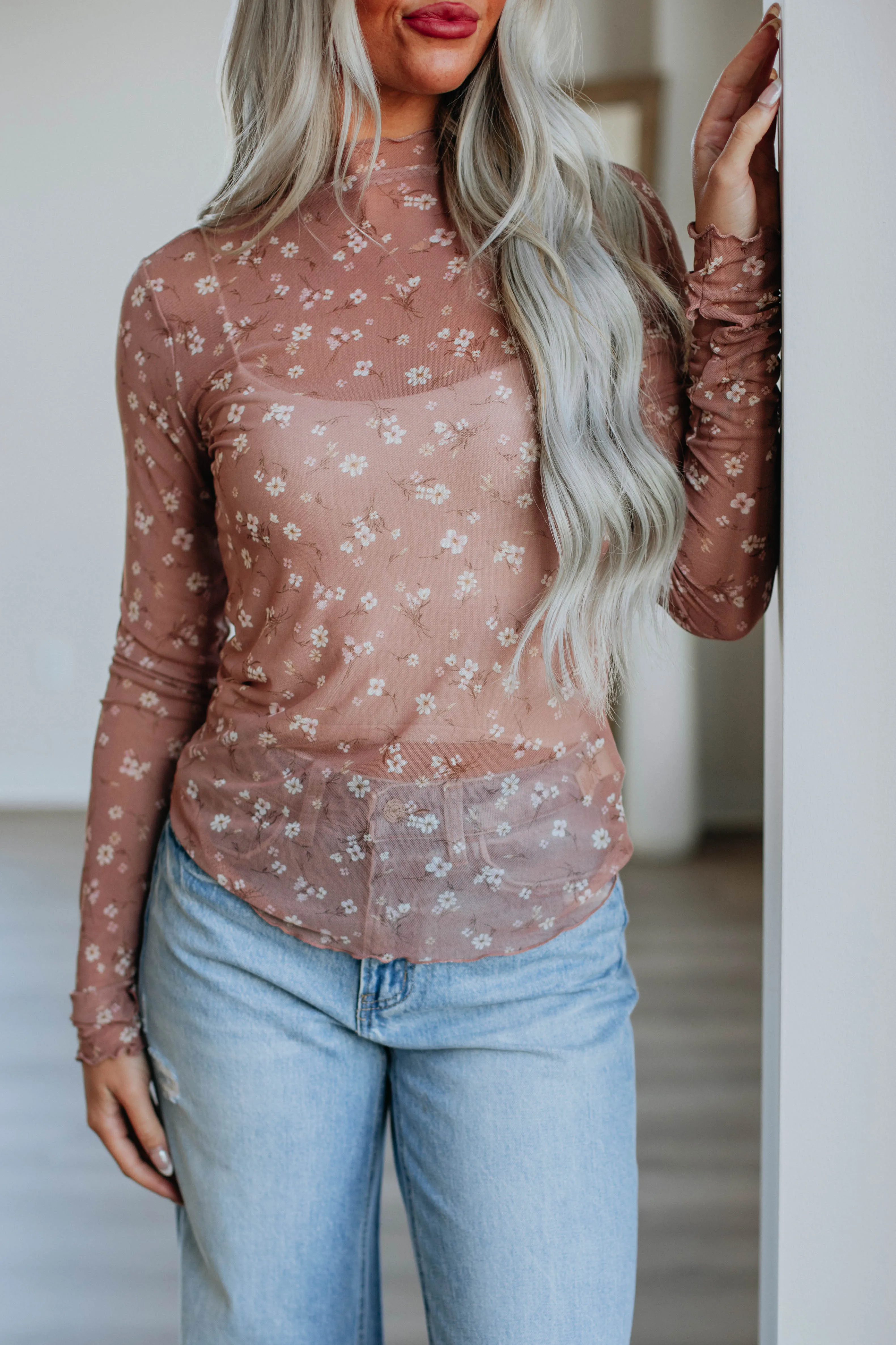Katlyn Floral Mesh Top sold by Wild Oak Boutique product image thumbnail 2