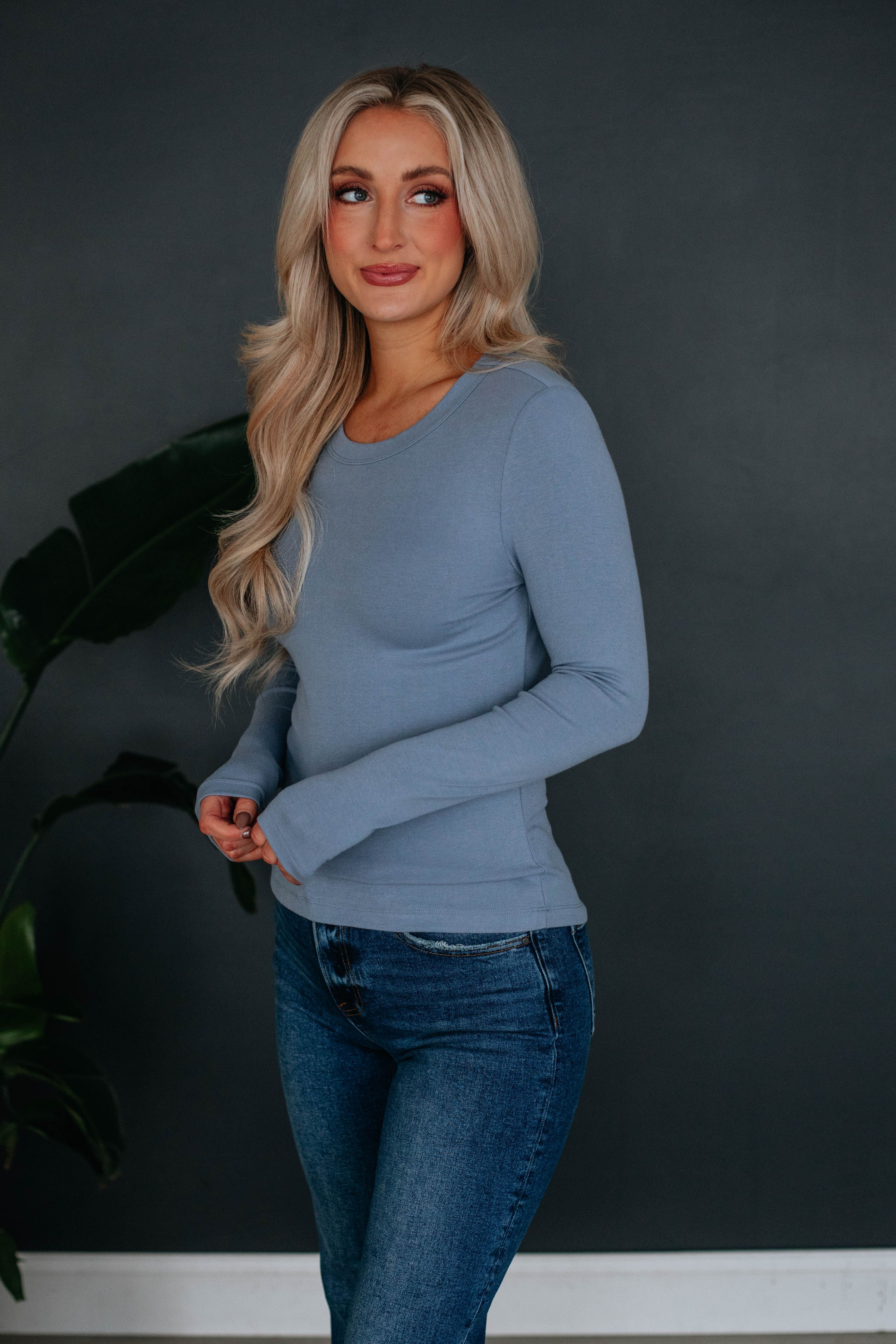 Penny Long Sleeve Top - Steel Blue sold by Wild Oak Boutique product image thumbnail 3