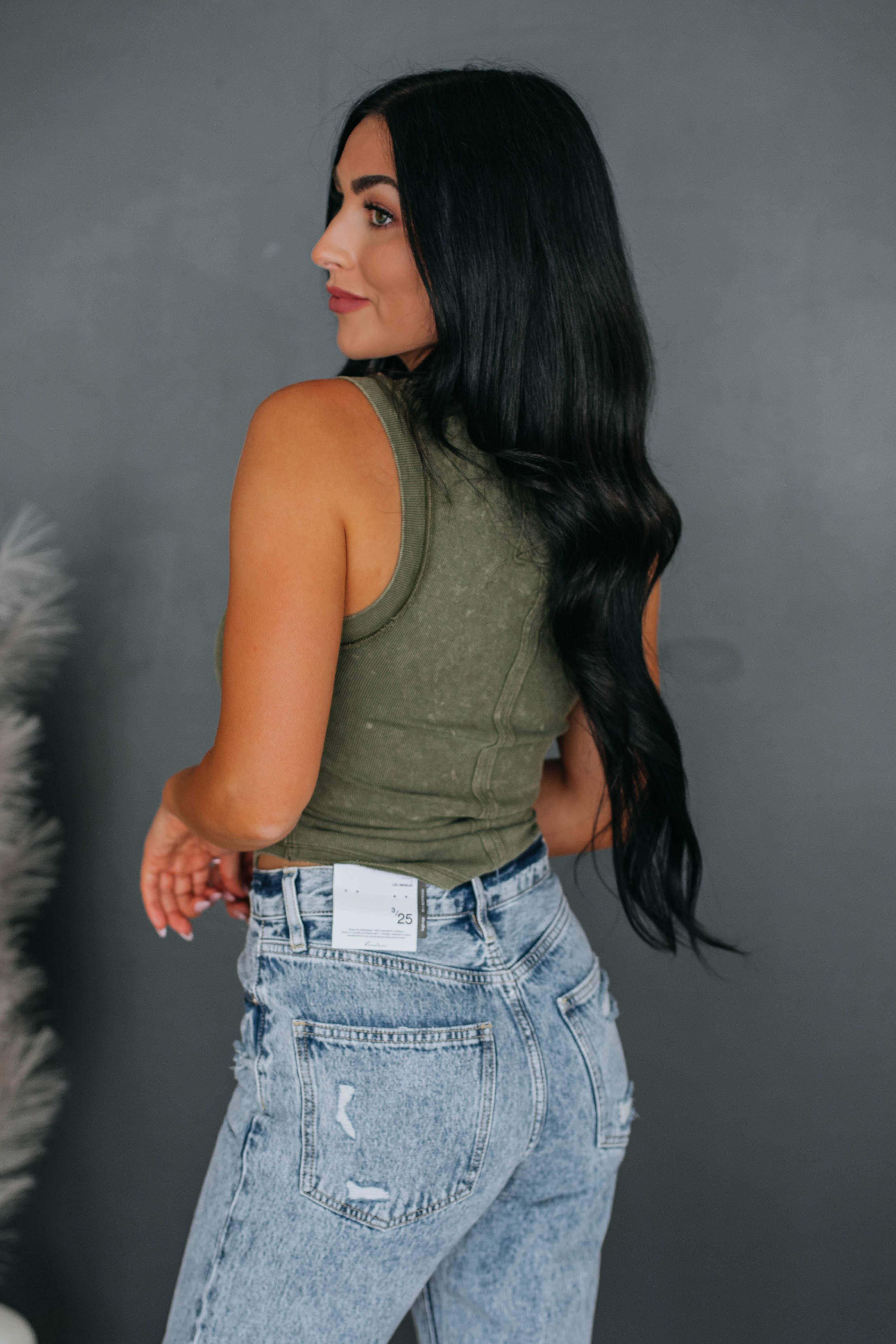 Mario Ribbed Tank - Olive sold by Wild Oak Boutique product image thumbnail 5