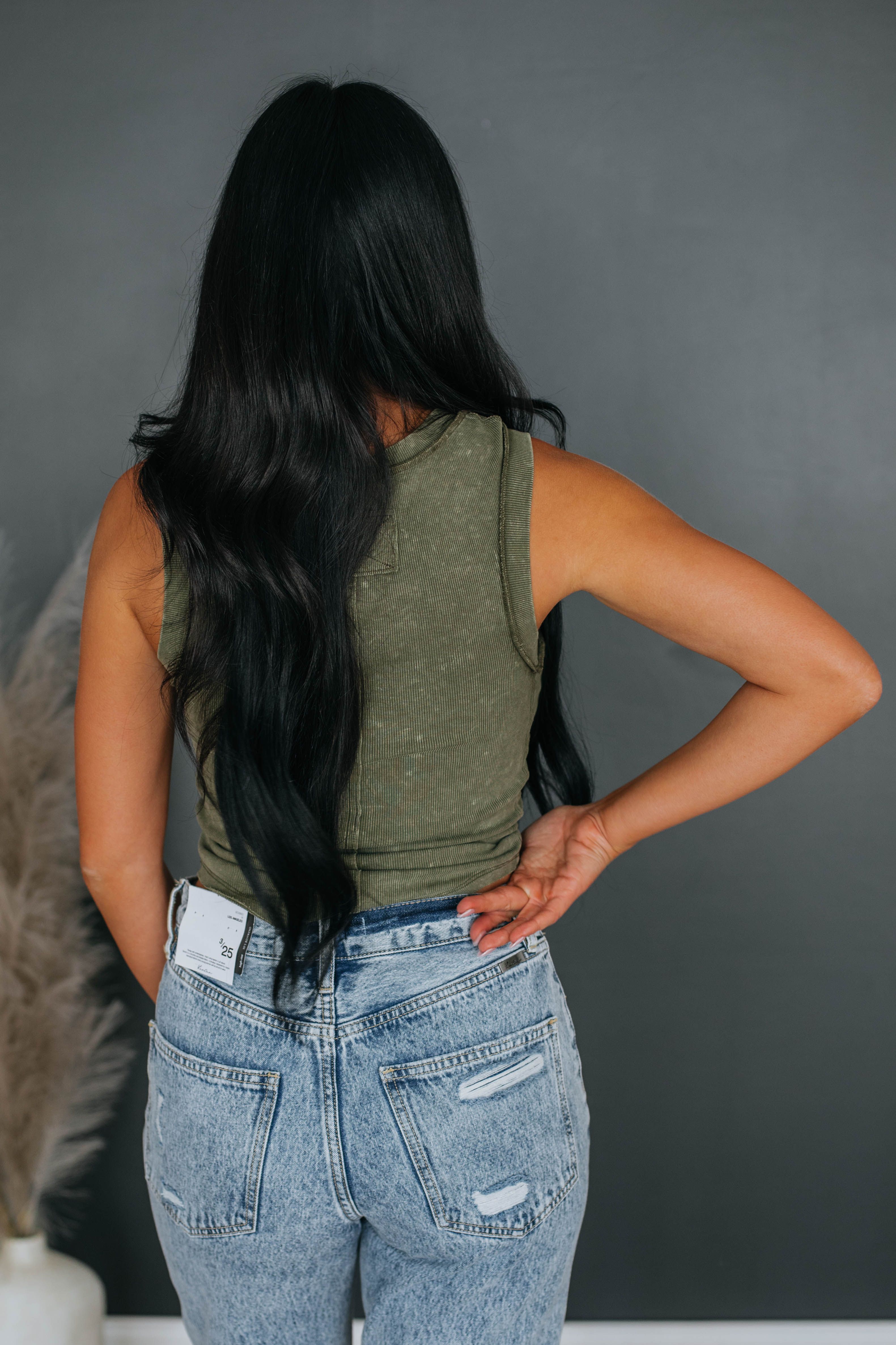 Mario Ribbed Tank - Olive sold by Wild Oak Boutique product image thumbnail 4