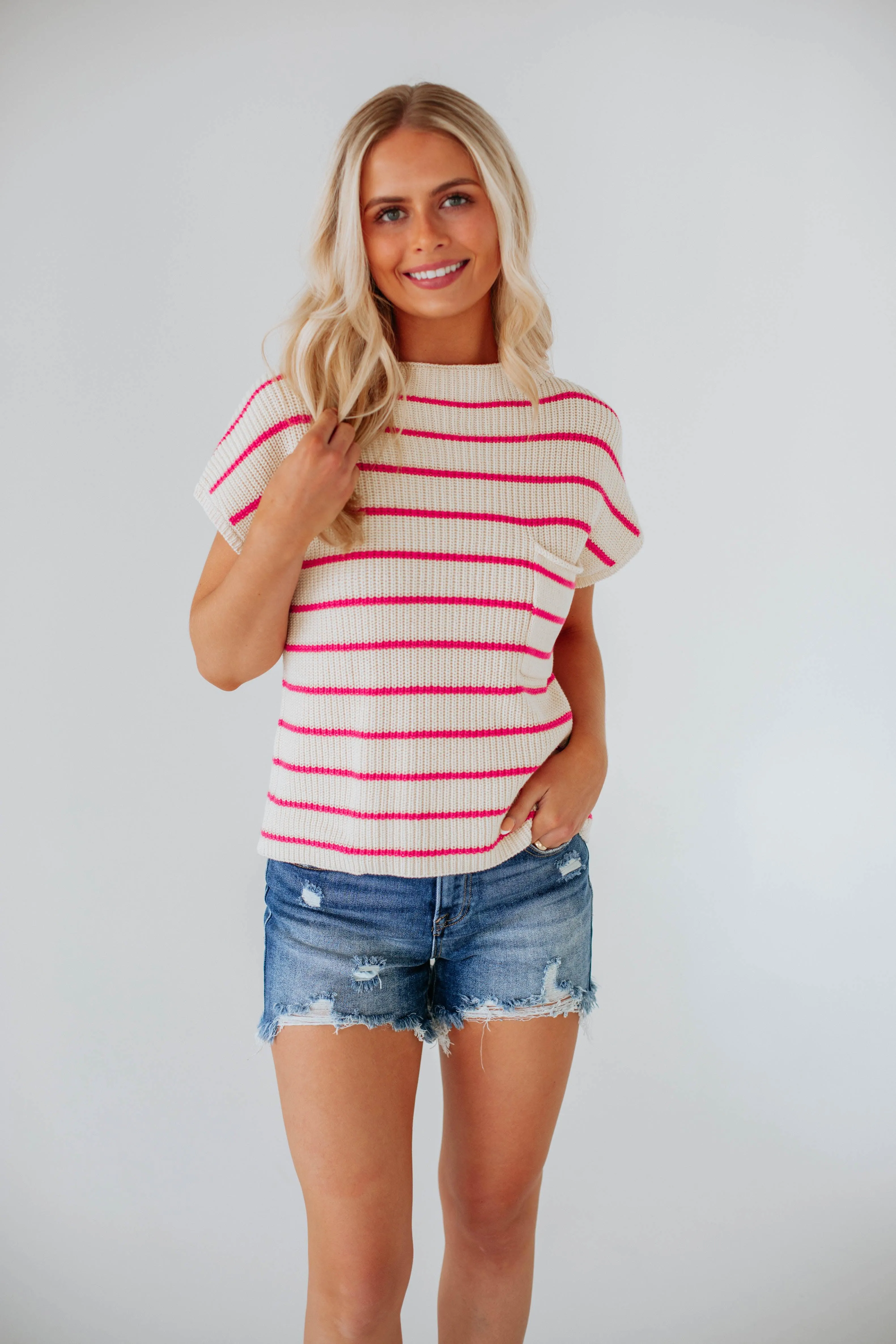 Kianna Knit Top - Magenta Mix sold by Wild Oak Boutique