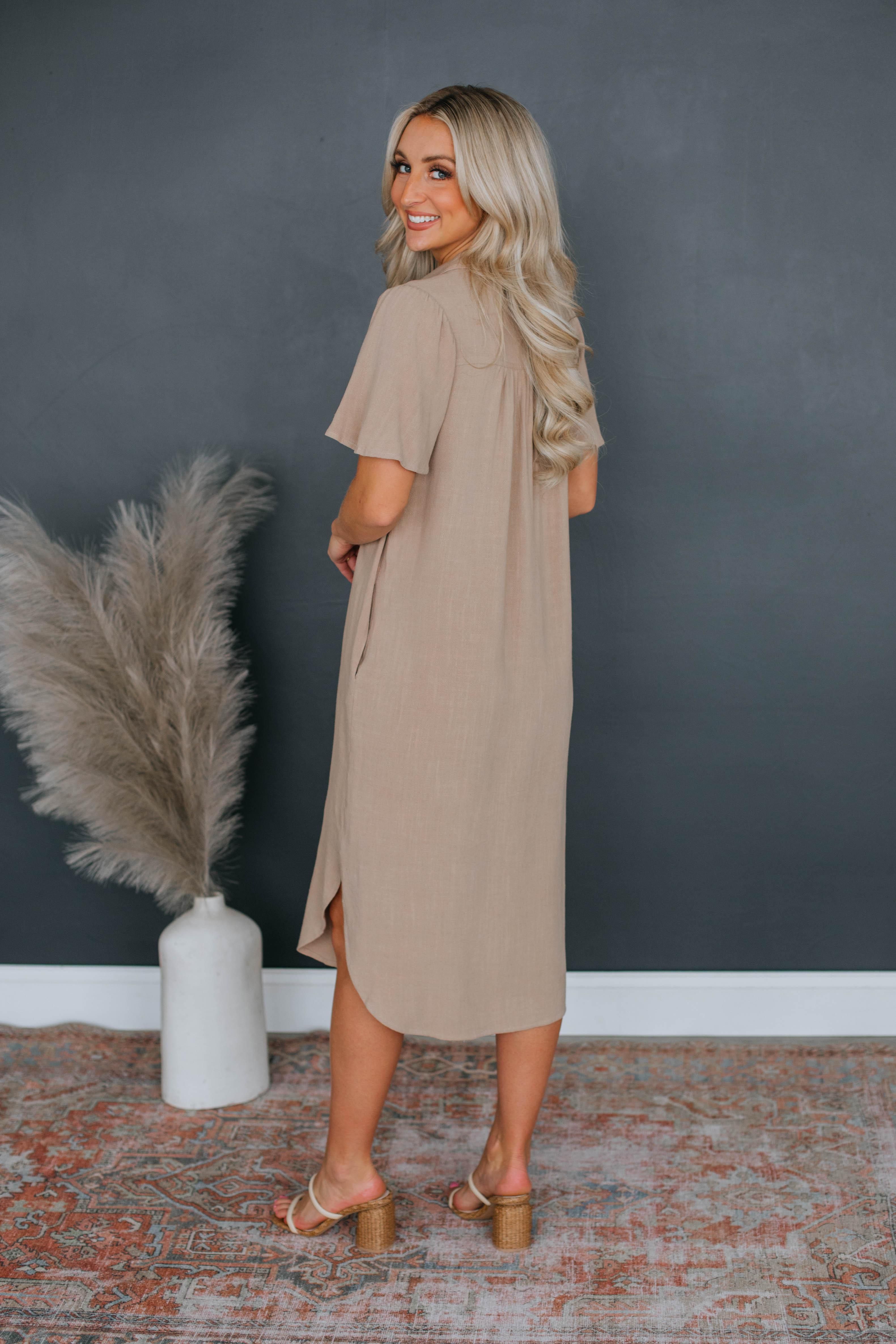 Delvina Midi Dress - Taupe sold by Wild Oak Boutique product image thumbnail 3