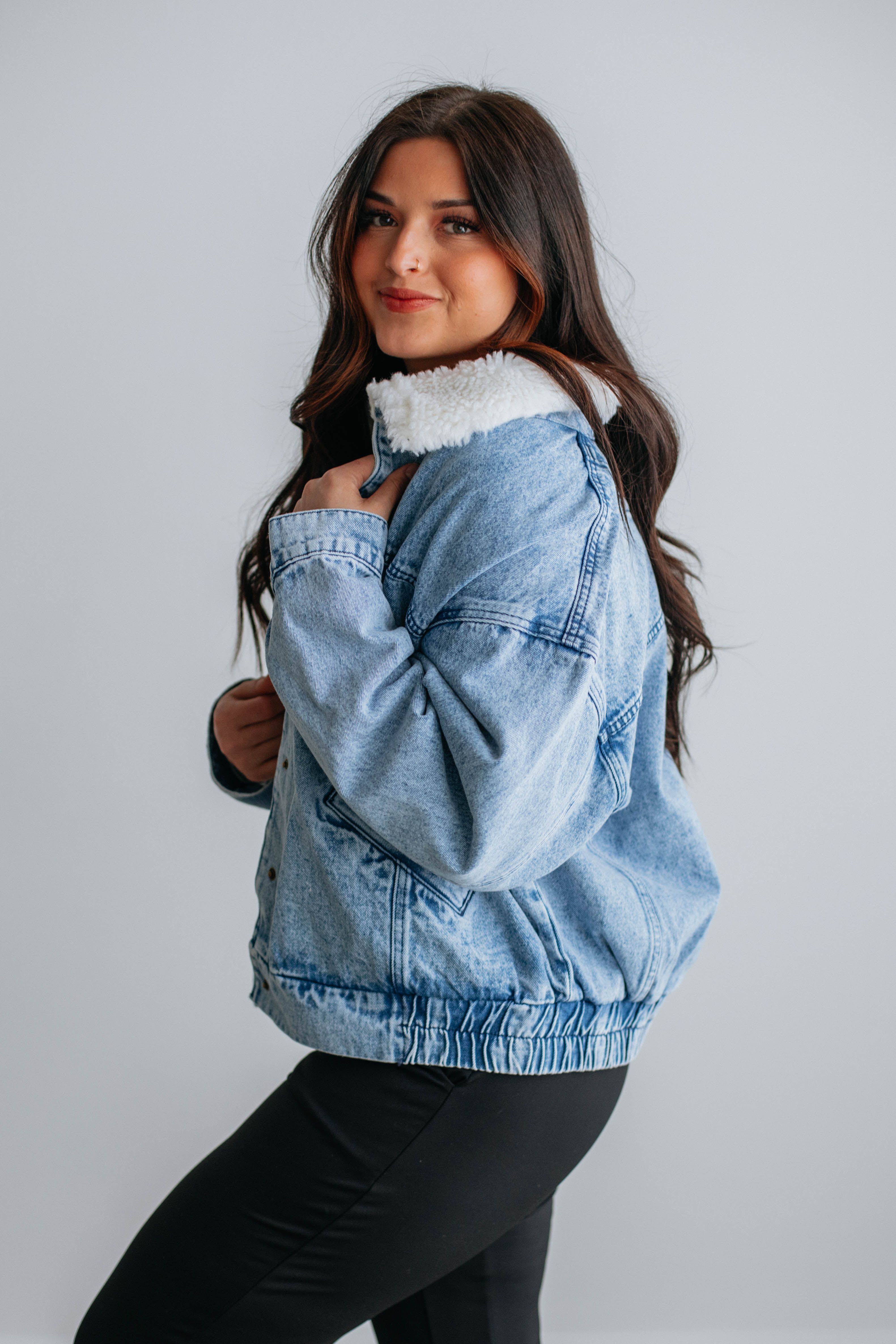 Bennett Sherpa Denim Jacket sold by Wild Oak Boutique product image thumbnail 4