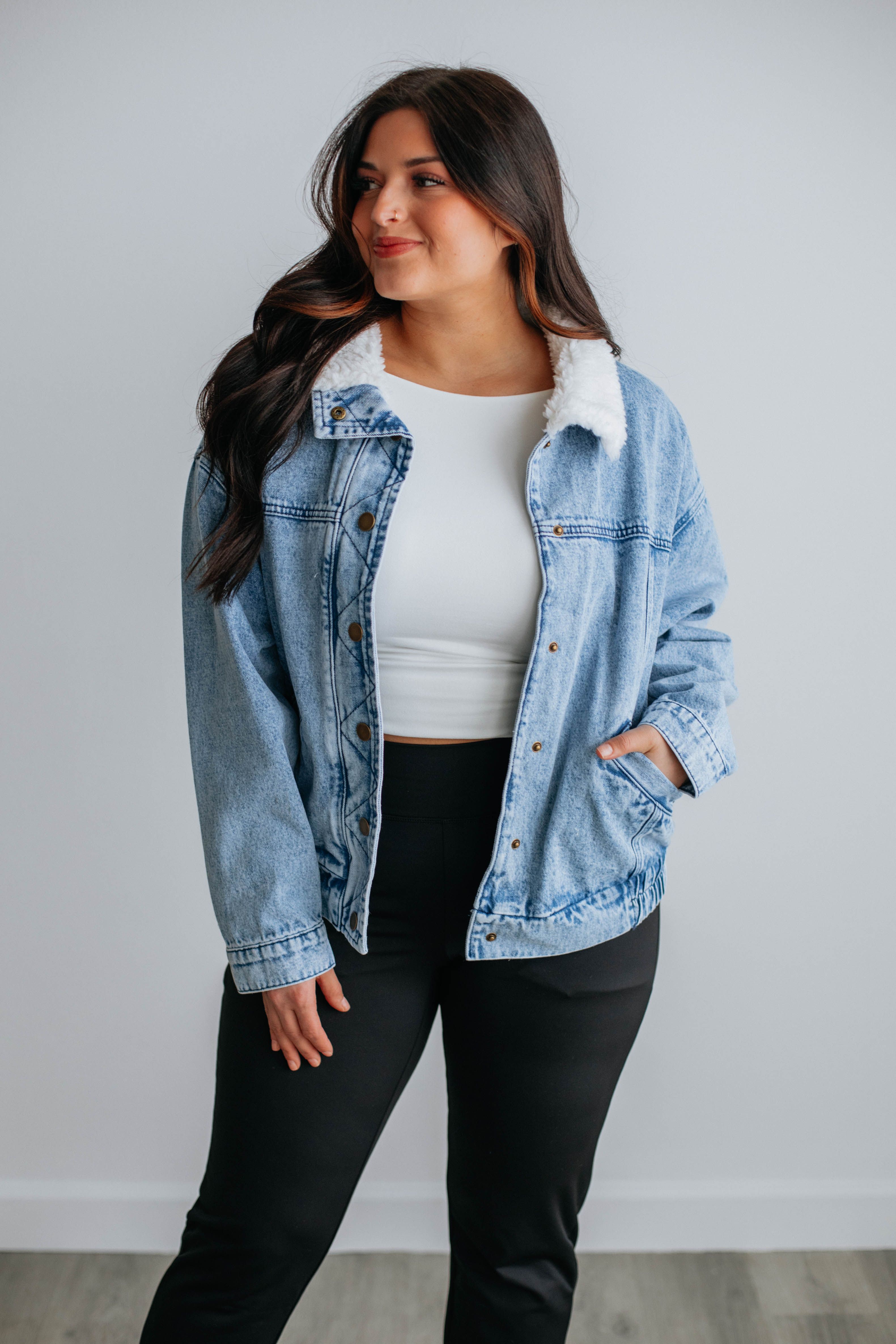 Bennett Sherpa Denim Jacket sold by Wild Oak Boutique product image thumbnail 3