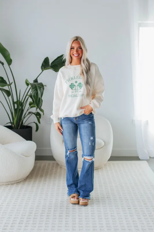 Pickleball Social Club Sweatshirt - Cream sold by Wild Oak Boutique