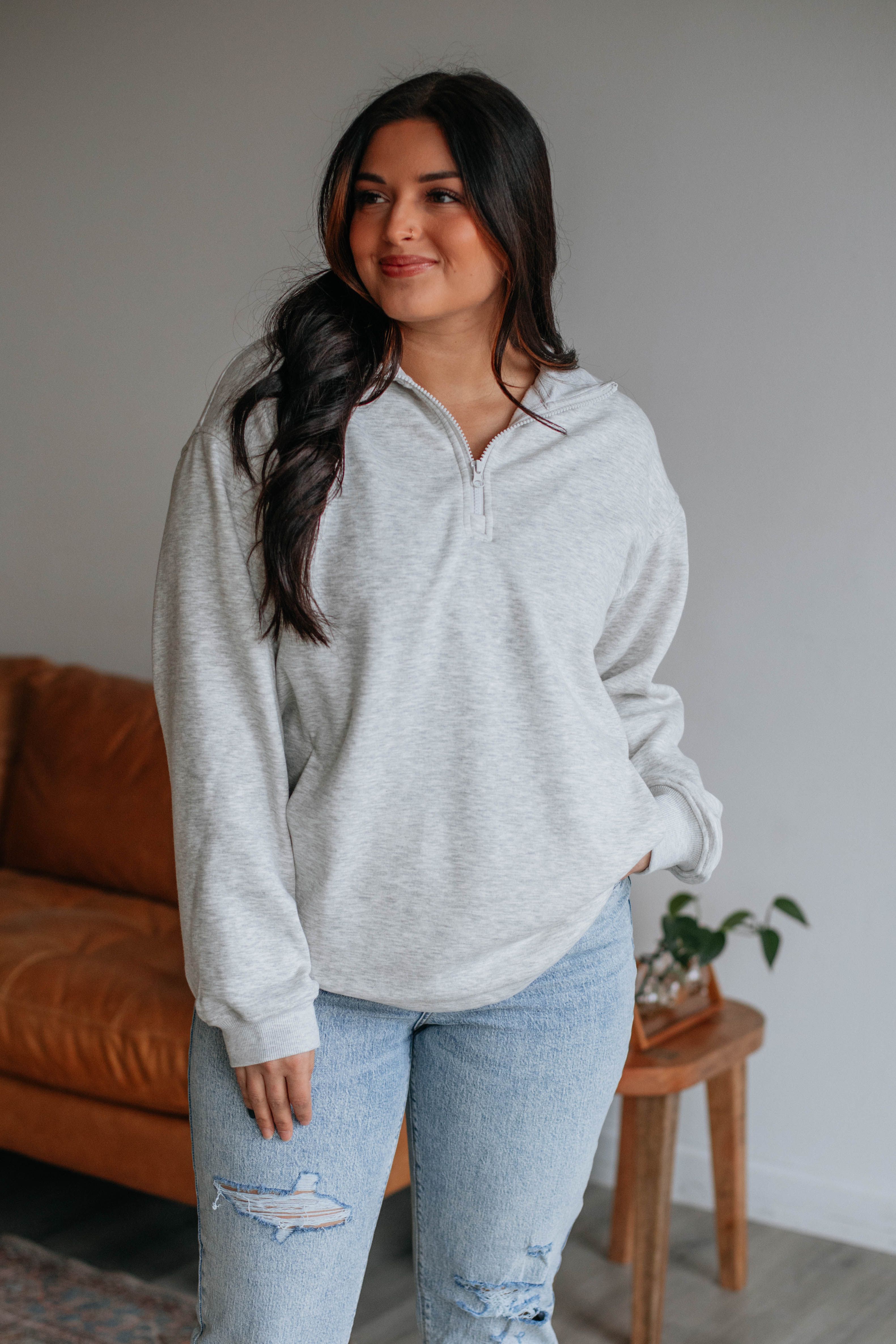 Jett Half-Zip Pullover - Heather Grey sold by Wild Oak Boutique product image thumbnail 5