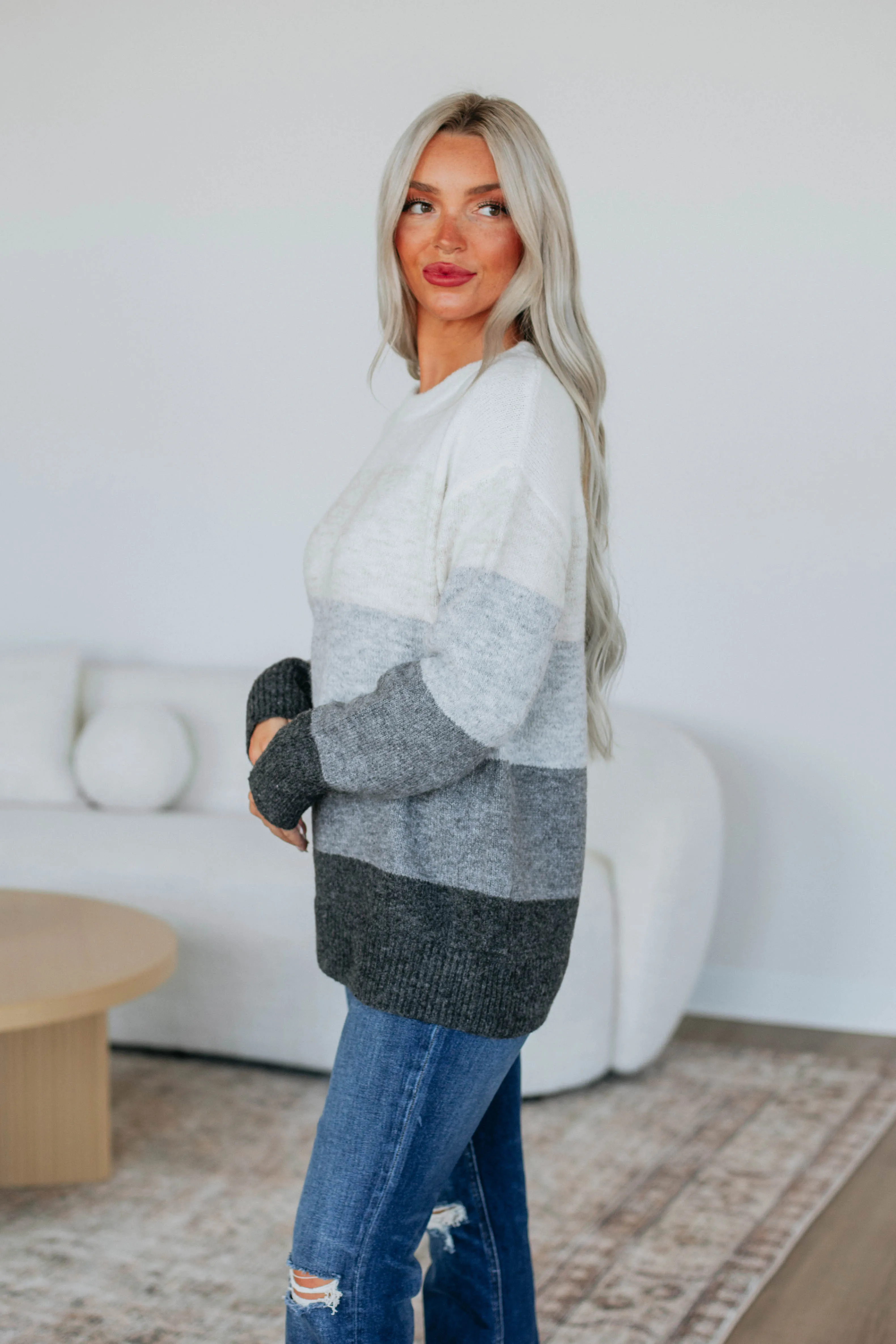 Tawna Colorblock Sweater - Charcoal Mix sold by Wild Oak Boutique product image thumbnail 3