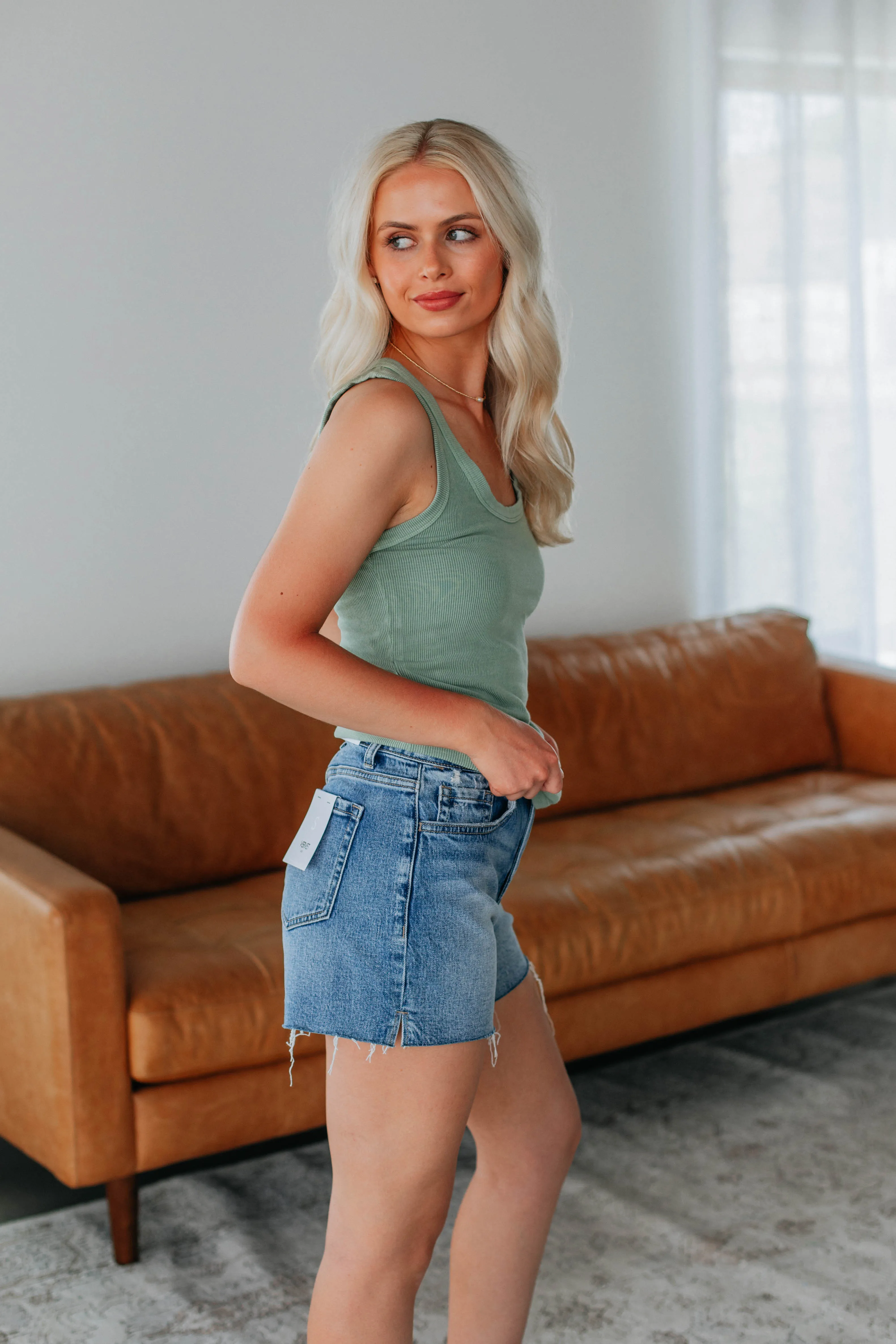 Brinney Ribbed Tank - Sage sold by Wild Oak Boutique product image thumbnail 2