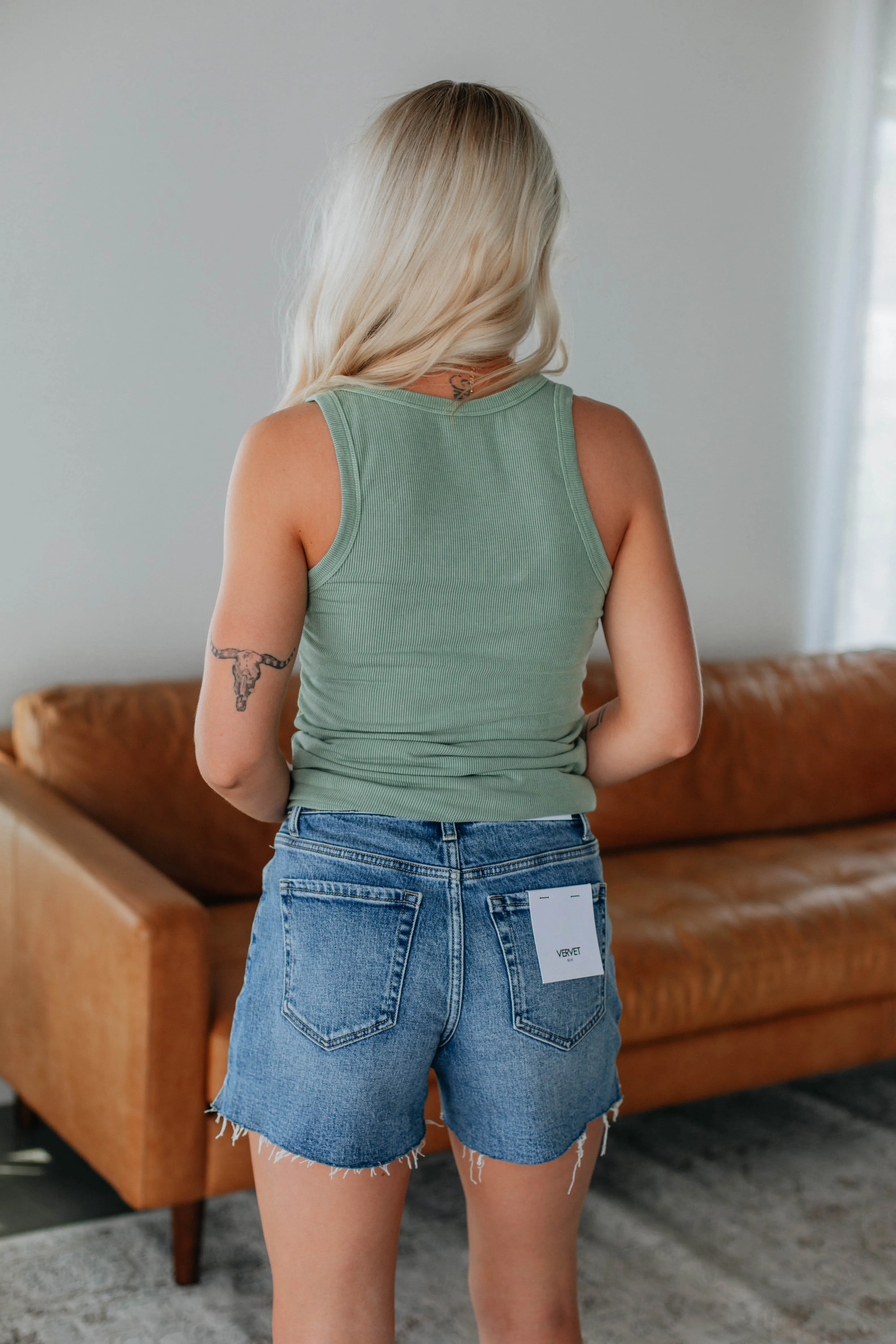 Brinney Ribbed Tank - Sage sold by Wild Oak Boutique product image thumbnail 4