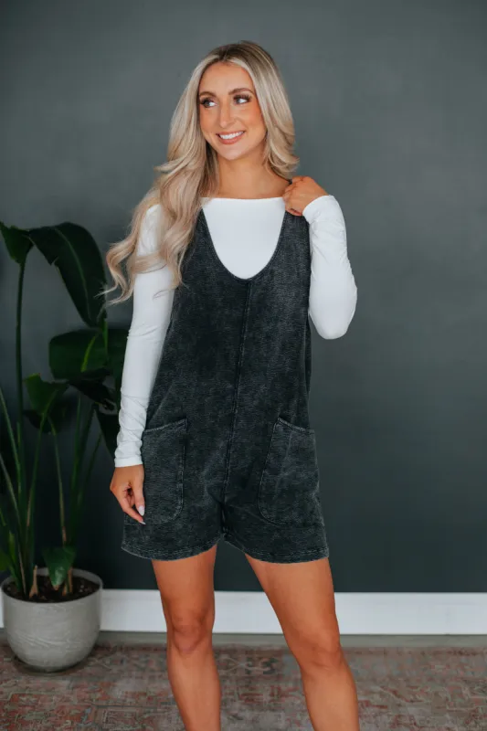Louise Lounge Romper - Vintage Black sold by Wild Oak Boutique