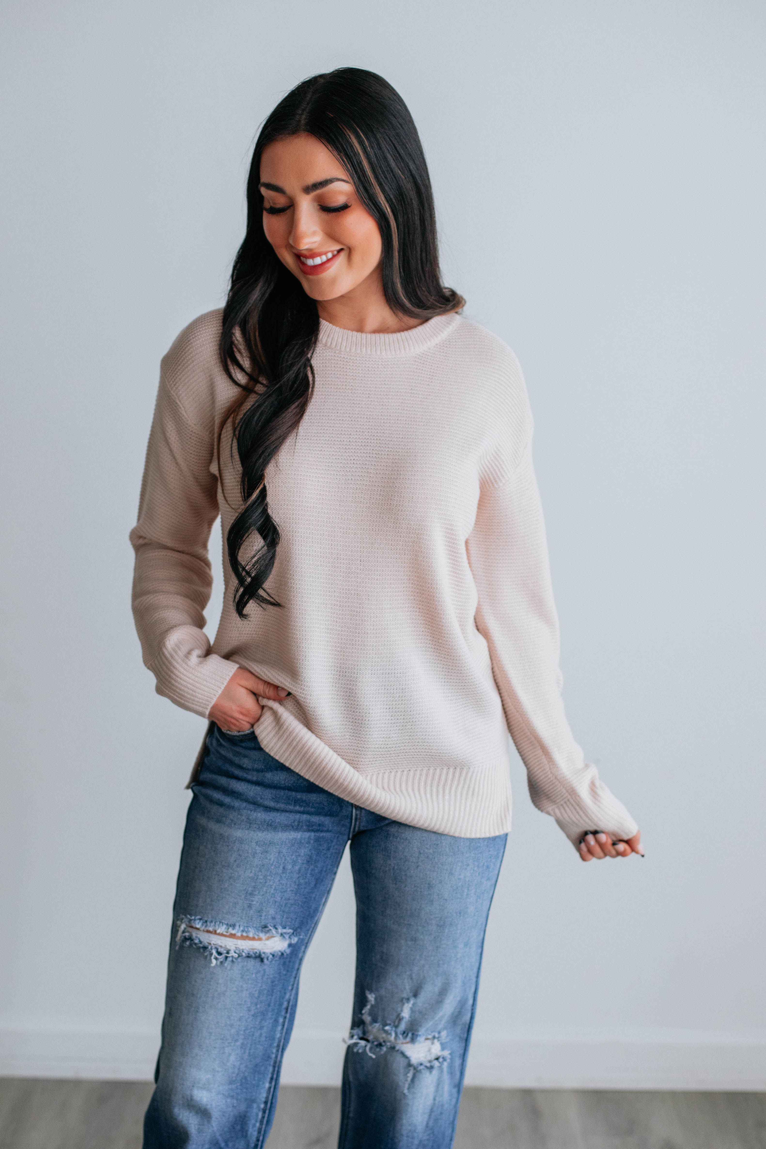 Adina Knit Sweater - Blush sold by Wild Oak Boutique product image thumbnail 3