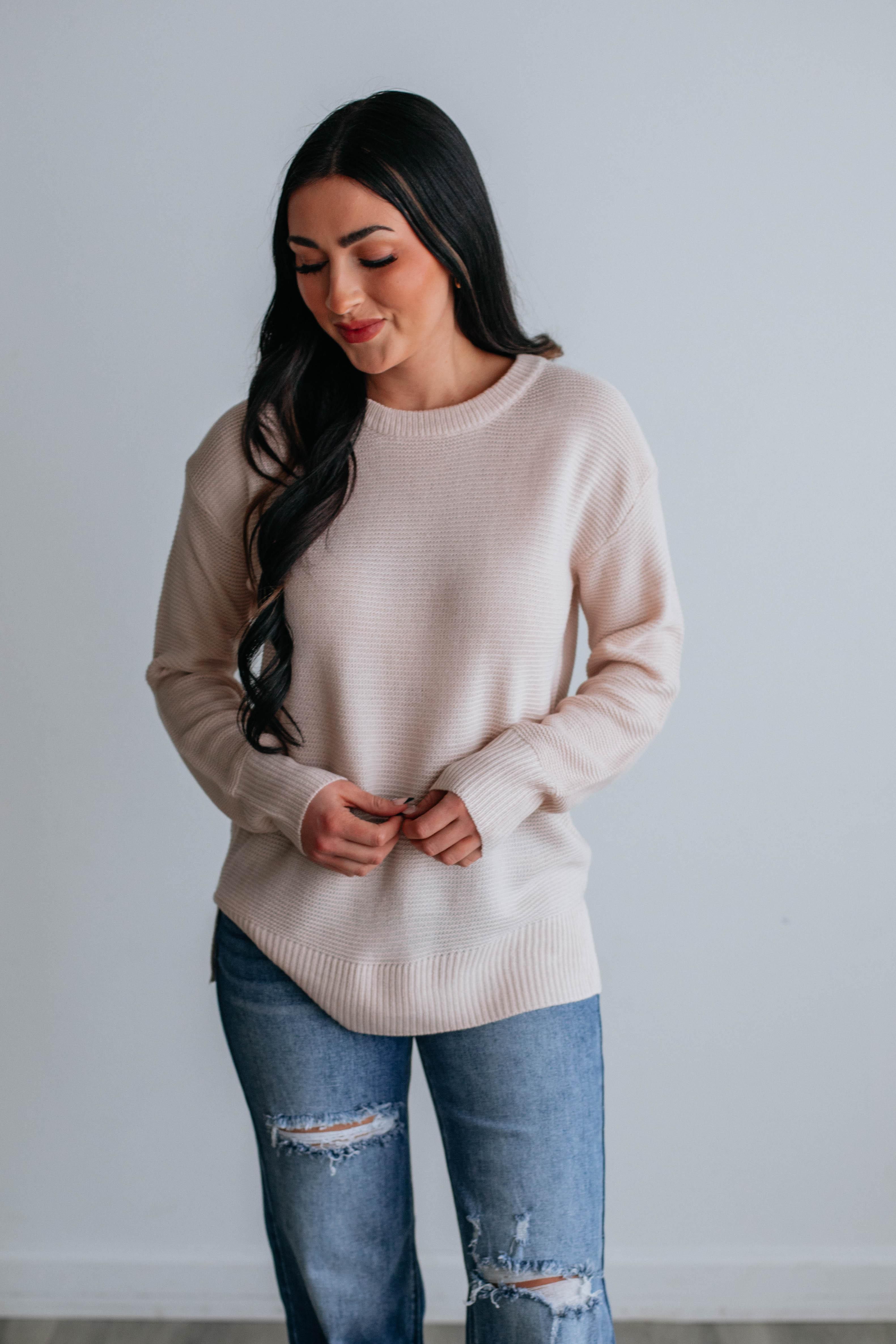 Adina Knit Sweater - Blush sold by Wild Oak Boutique