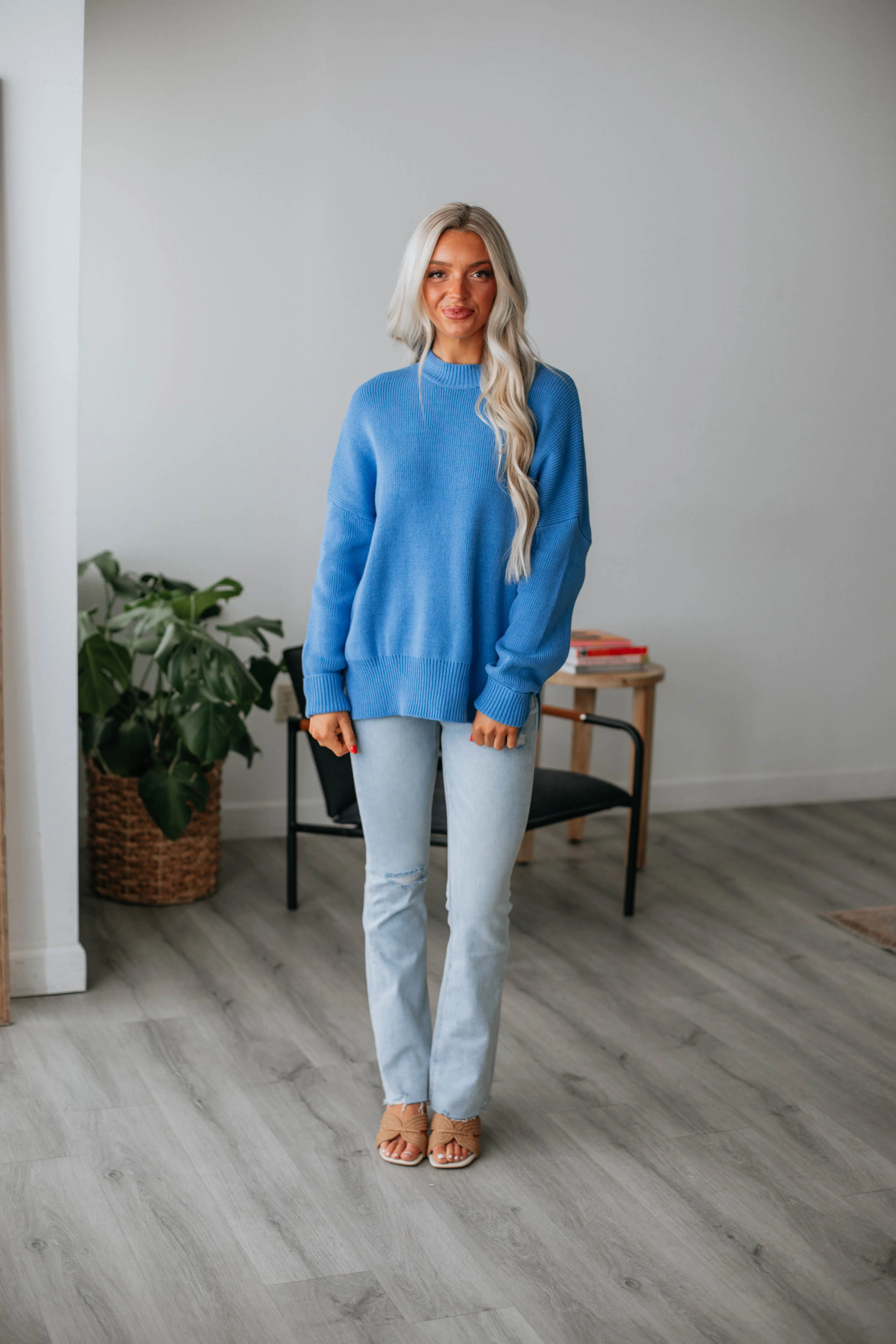 Chelsea Mock Neck Sweater - Royal Blue sold by Wild Oak Boutique product image thumbnail 5