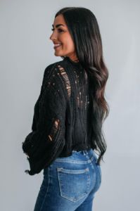 Dasha Cropped Sweater - Black sold by Wild Oak Boutique