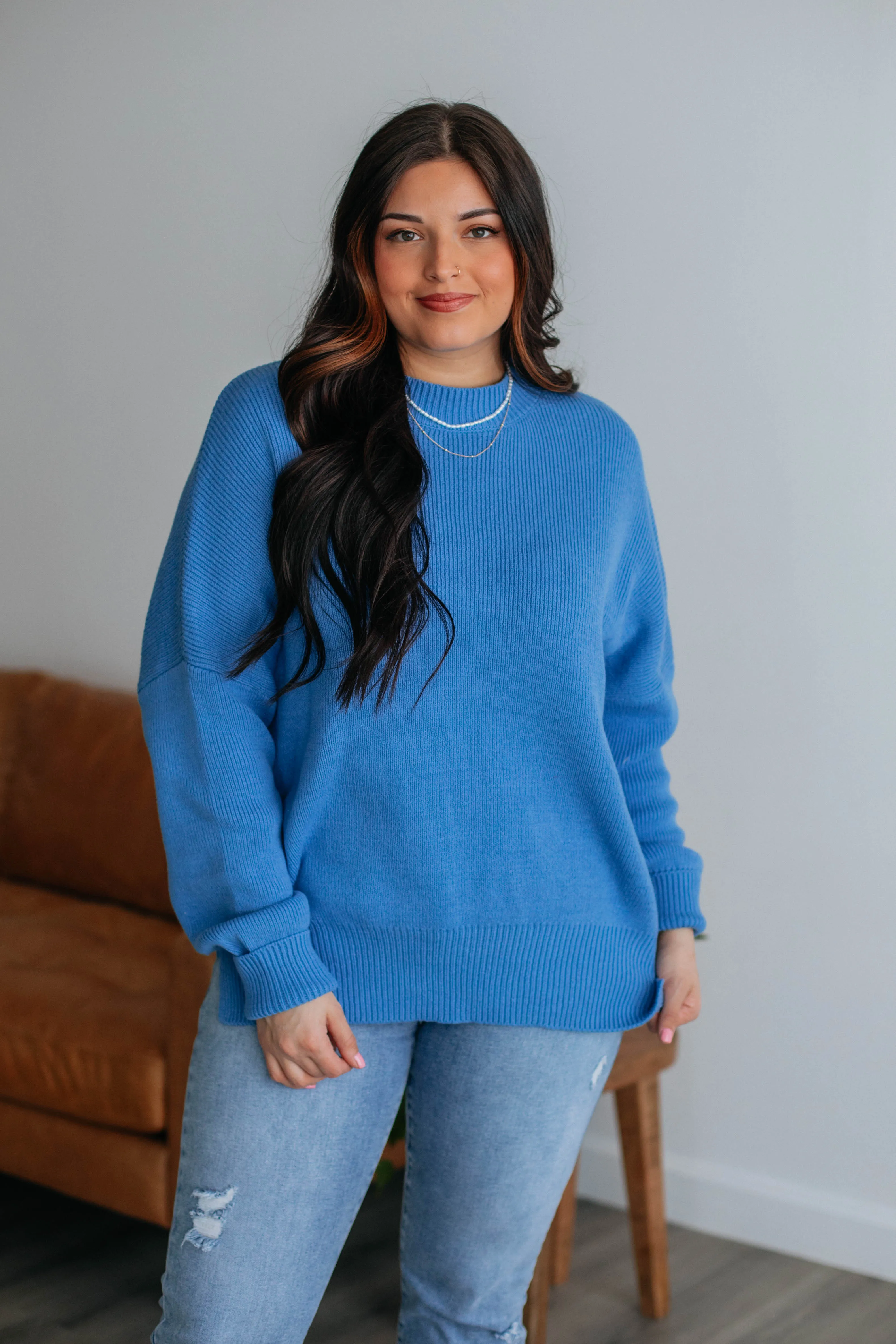 Chelsea Mock Neck Sweater - Royal Blue sold by Wild Oak Boutique product image thumbnail 3
