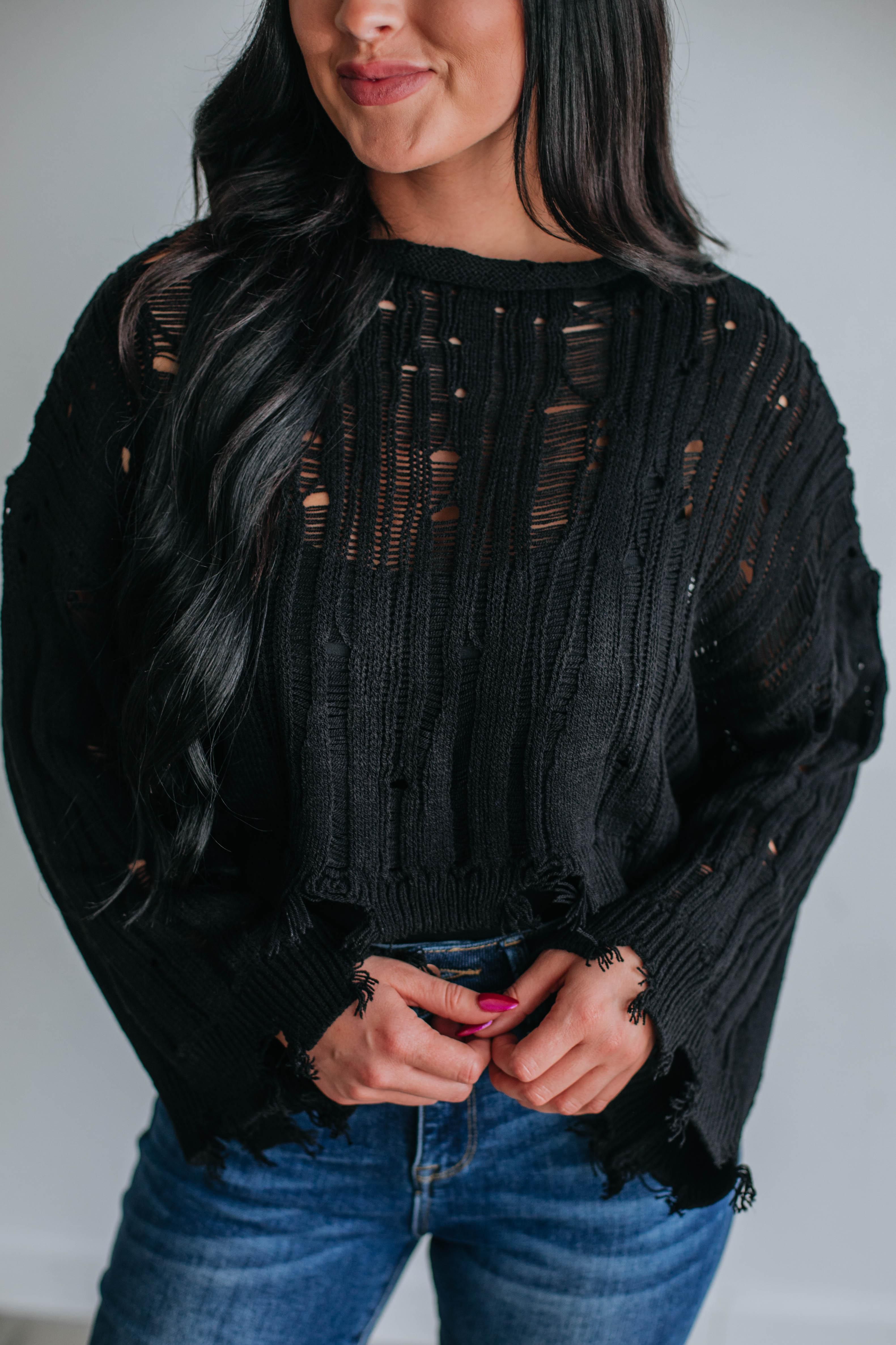Dasha Cropped Sweater - Black sold by Wild Oak Boutique