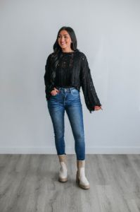 Dasha Cropped Sweater - Black sold by Wild Oak Boutique