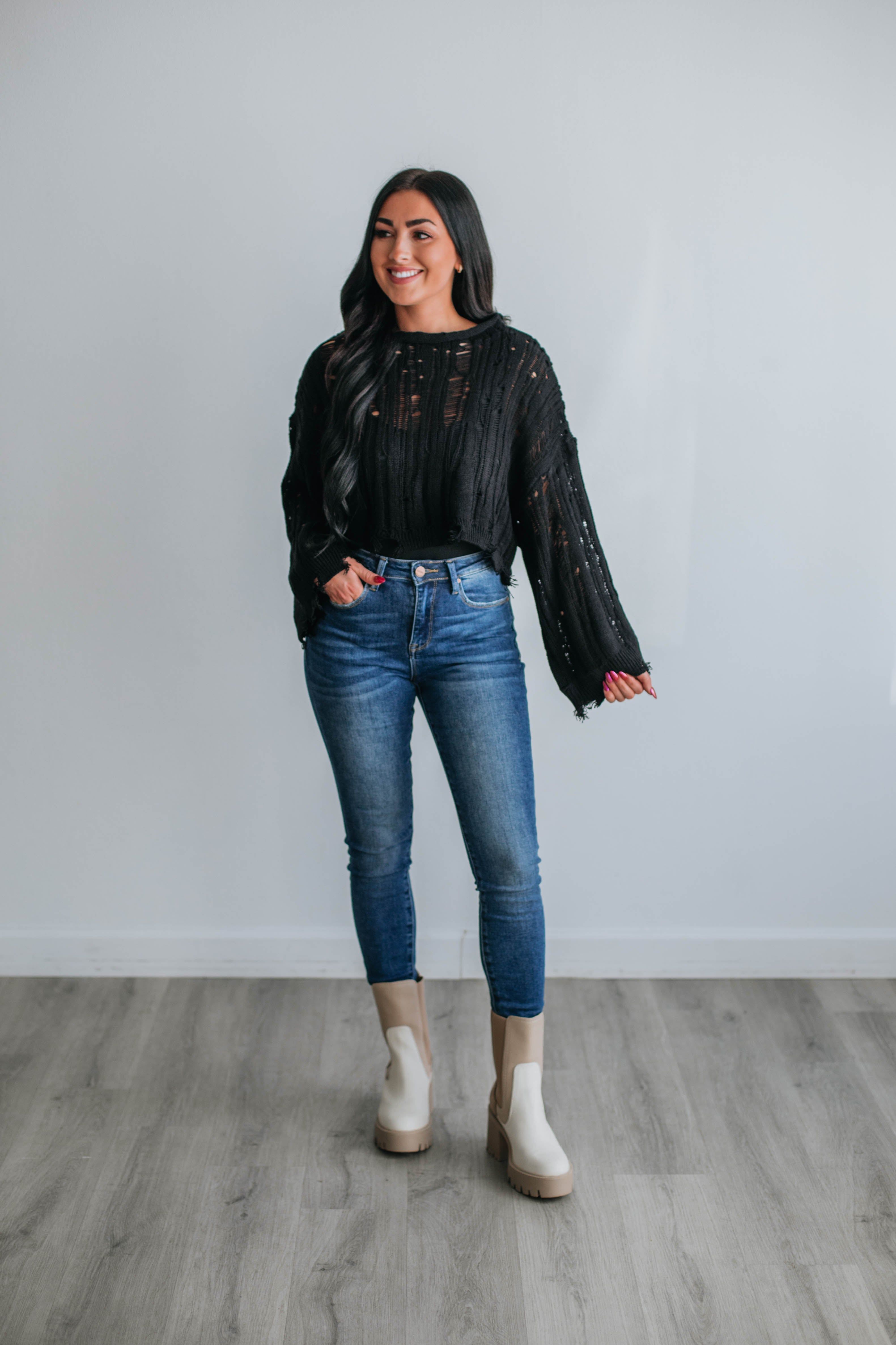 Dasha Cropped Sweater - Black sold by Wild Oak Boutique product image thumbnail 3