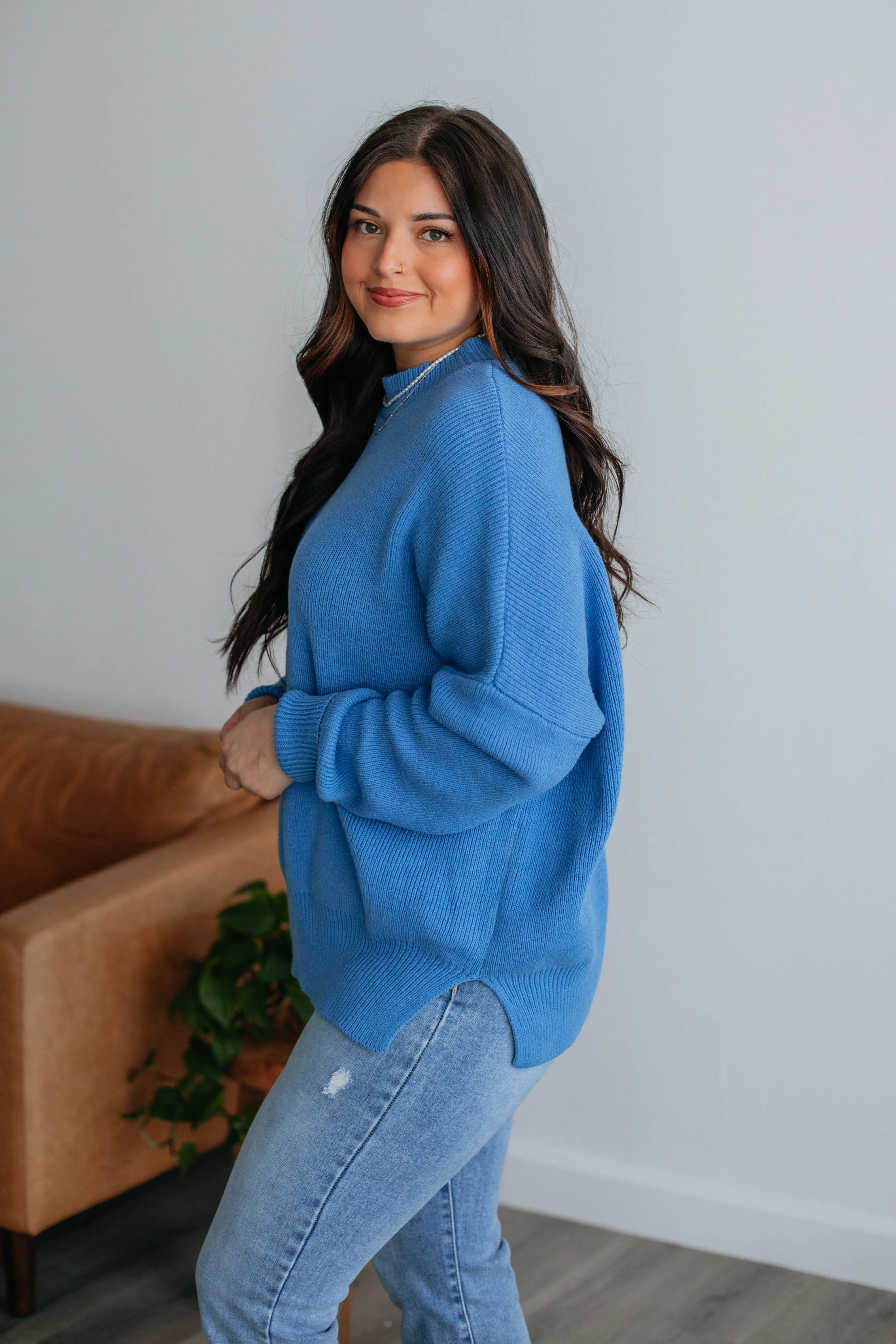 Chelsea Mock Neck Sweater - Royal Blue sold by Wild Oak Boutique product image thumbnail 4