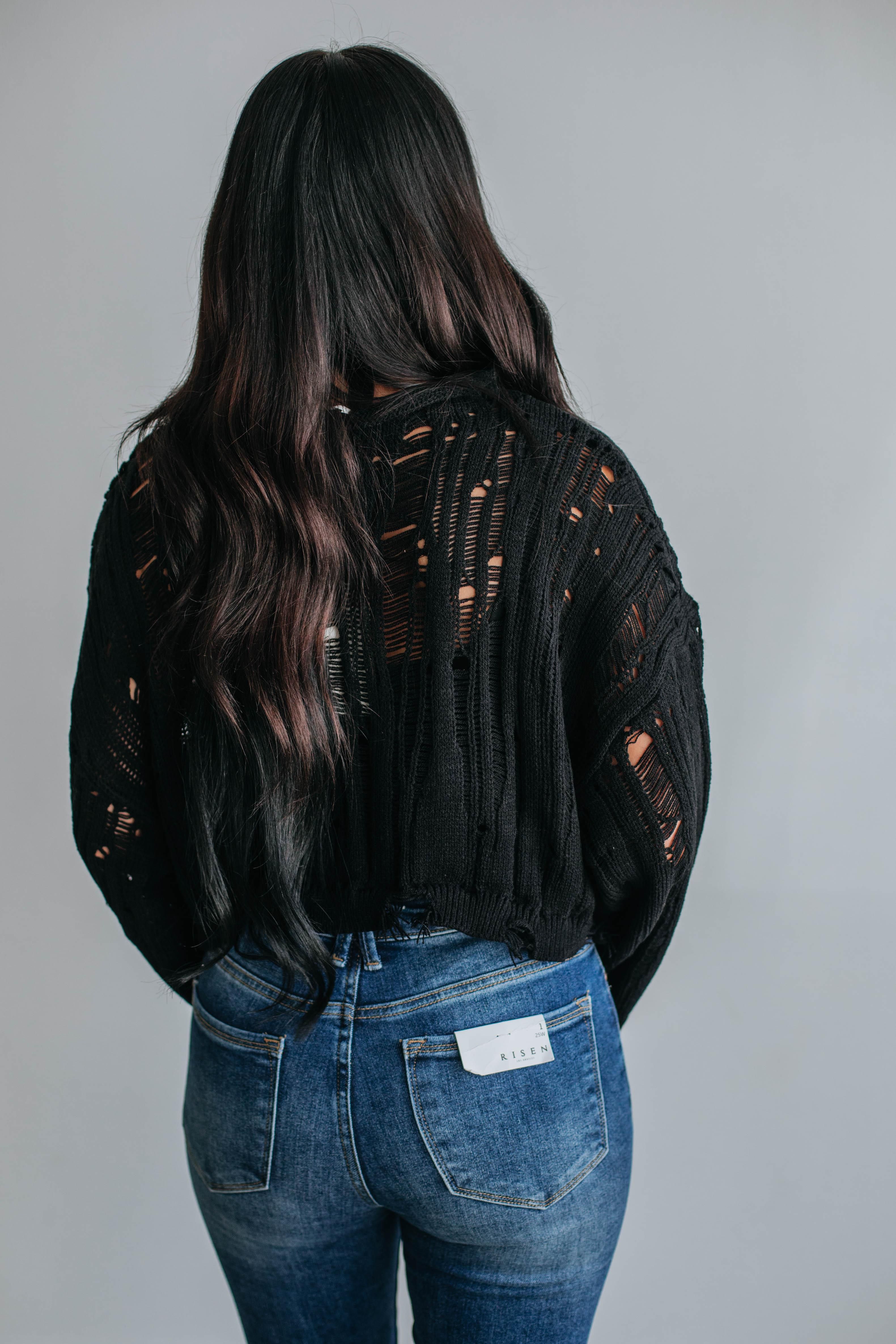 Dasha Cropped Sweater - Black sold by Wild Oak Boutique product image thumbnail 4