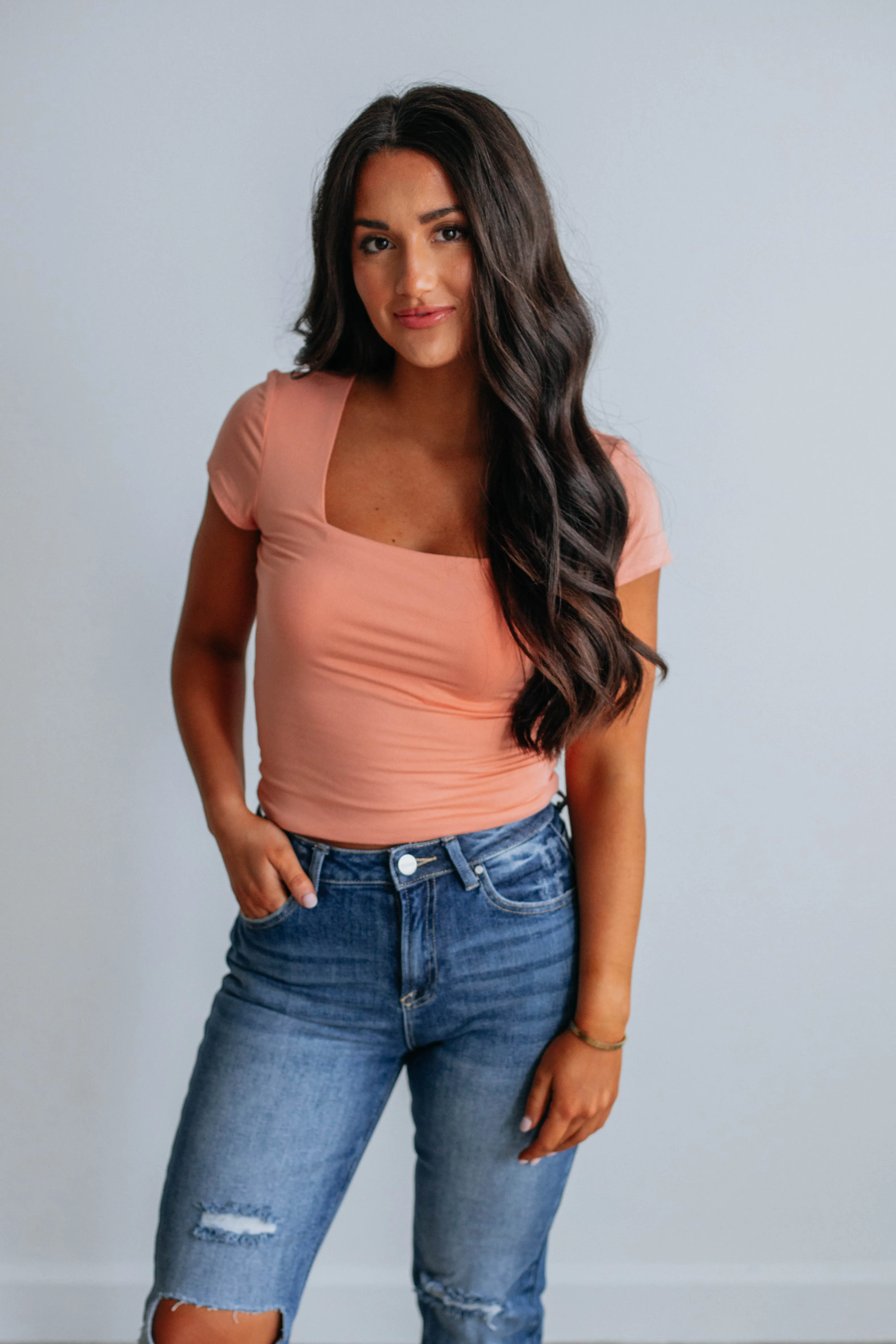 Jace Basic Top - Dusty Peach sold by Wild Oak Boutique