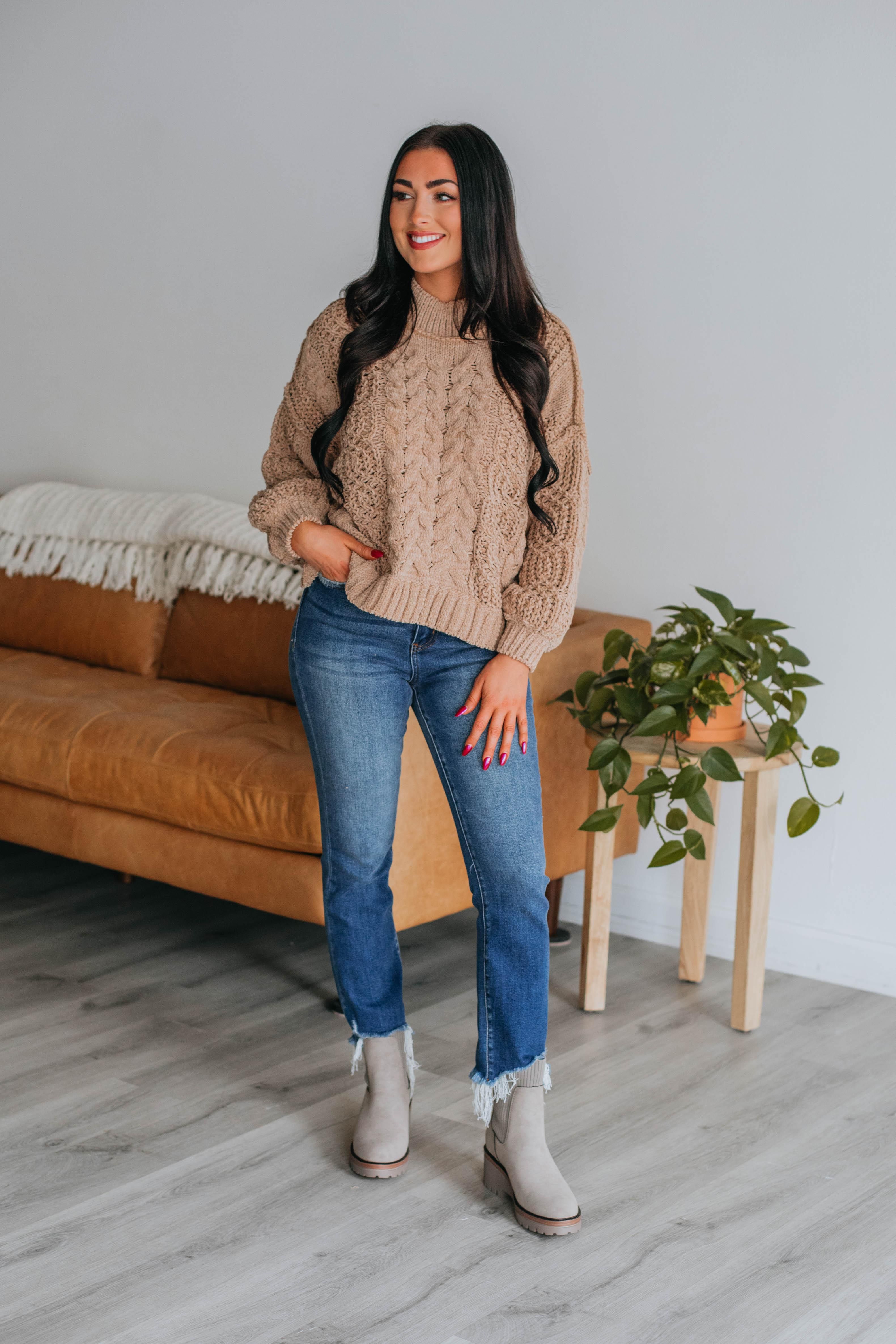 Stassie Cable Knit Sweater - Mocha sold by Wild Oak Boutique product image thumbnail 2