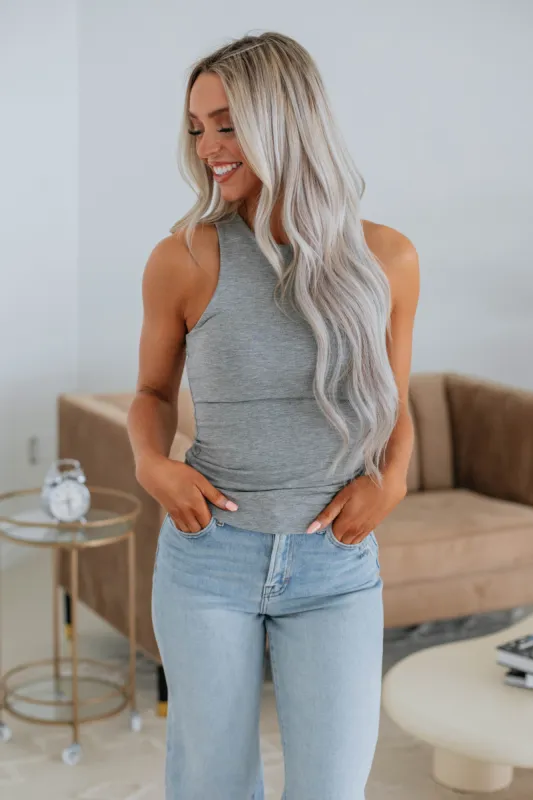 Eleia Basic Tank - Heather Grey sold by Wild Oak Boutique