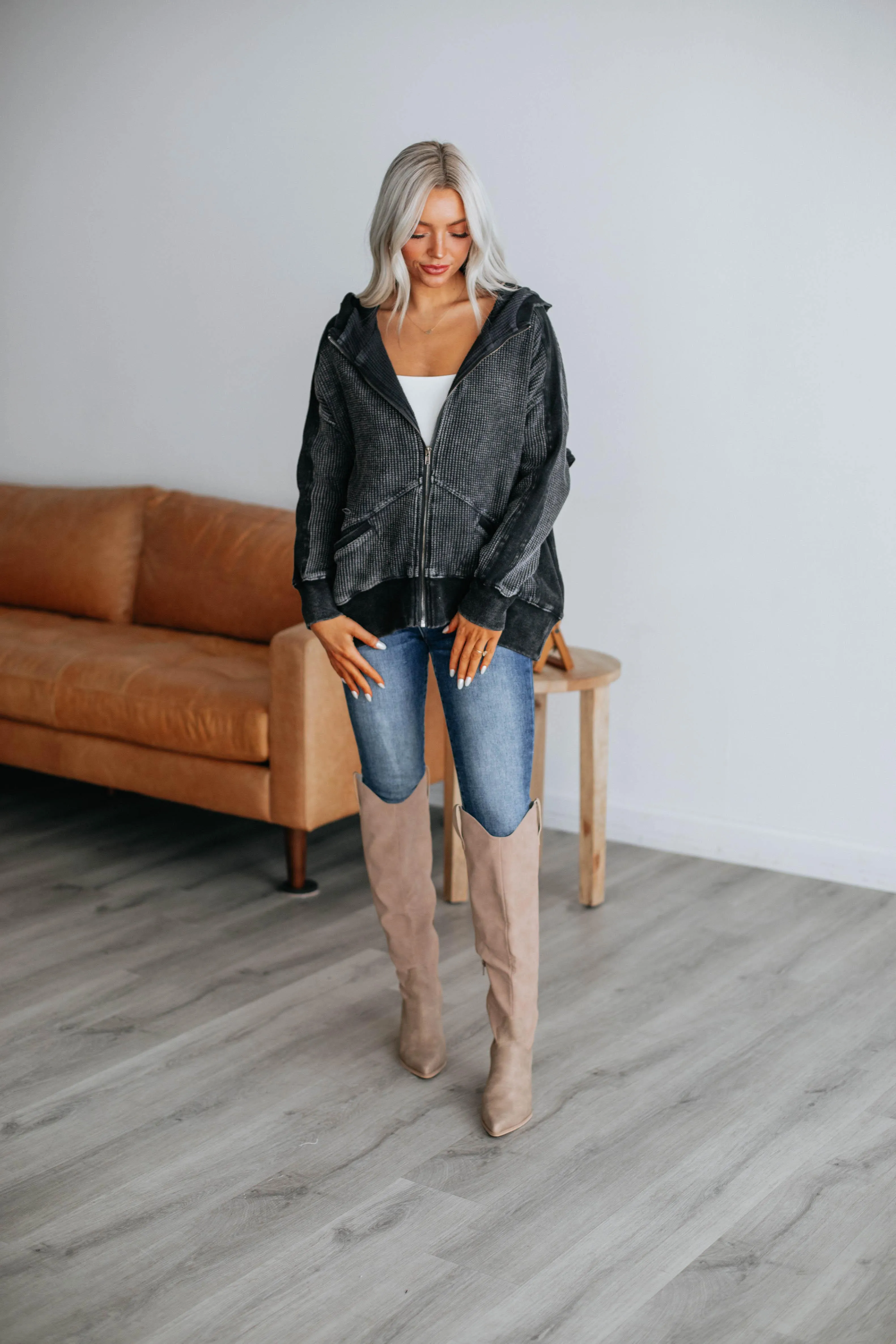 Zeldine Zip-Up Jacket - Vintage Black sold by Wild Oak Boutique product image thumbnail 3